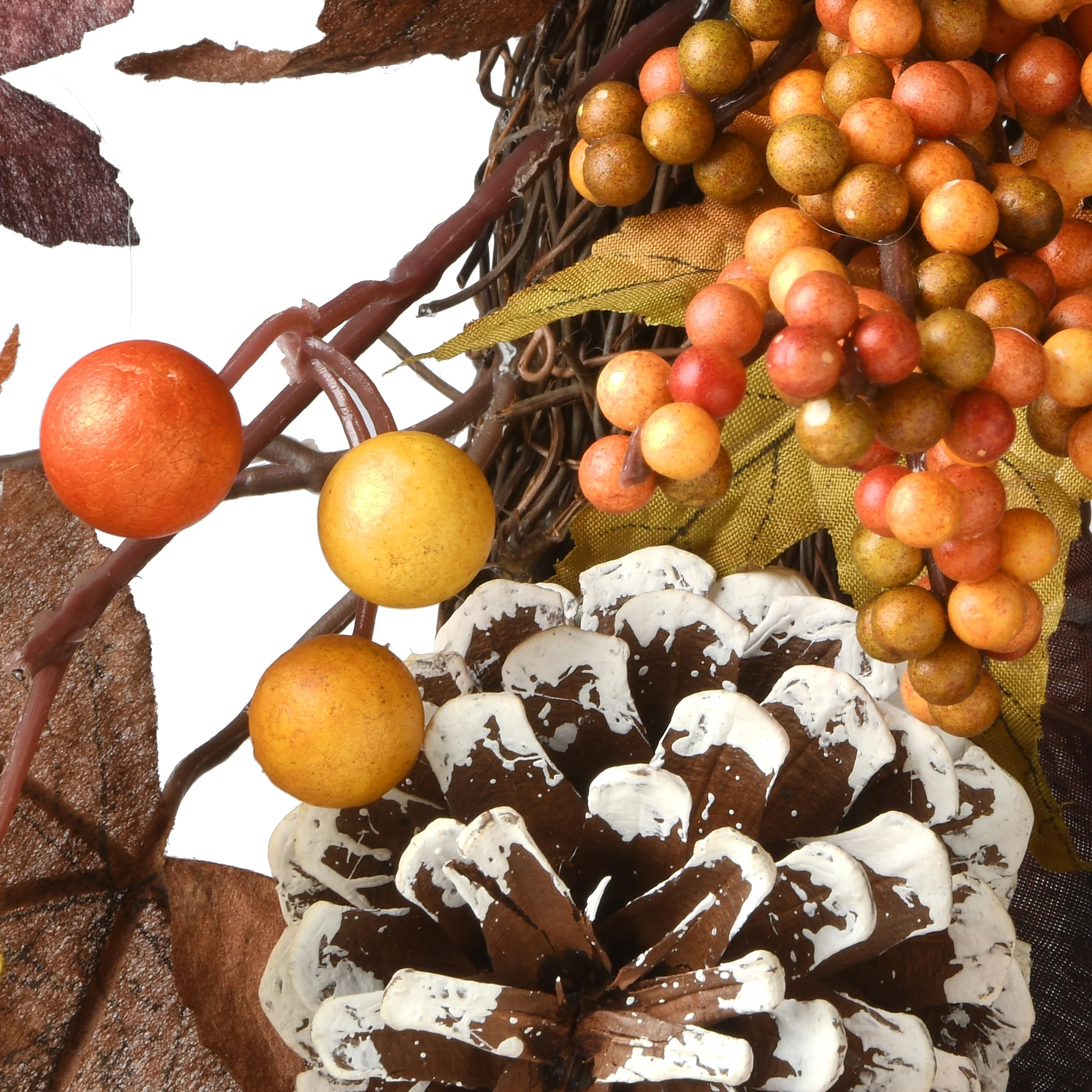 National Tree Company Artificial Autumn Wreath with Hydrangeas, Maple Leaves, Pinecones, Berry Clusters, 24 inches - 24 in
