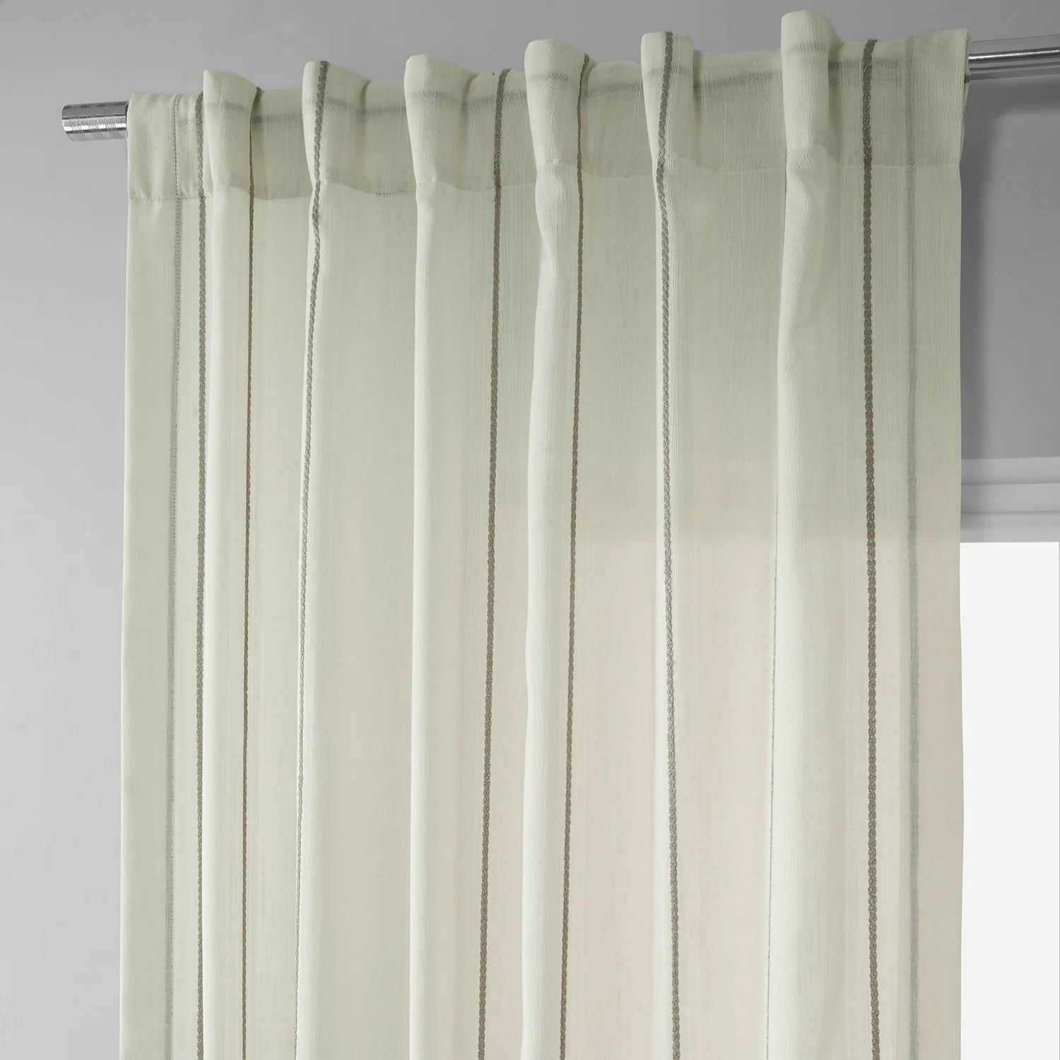 Exclusive Fabrics Aruba Striped Linen Sheer Curtain (1 Panel)