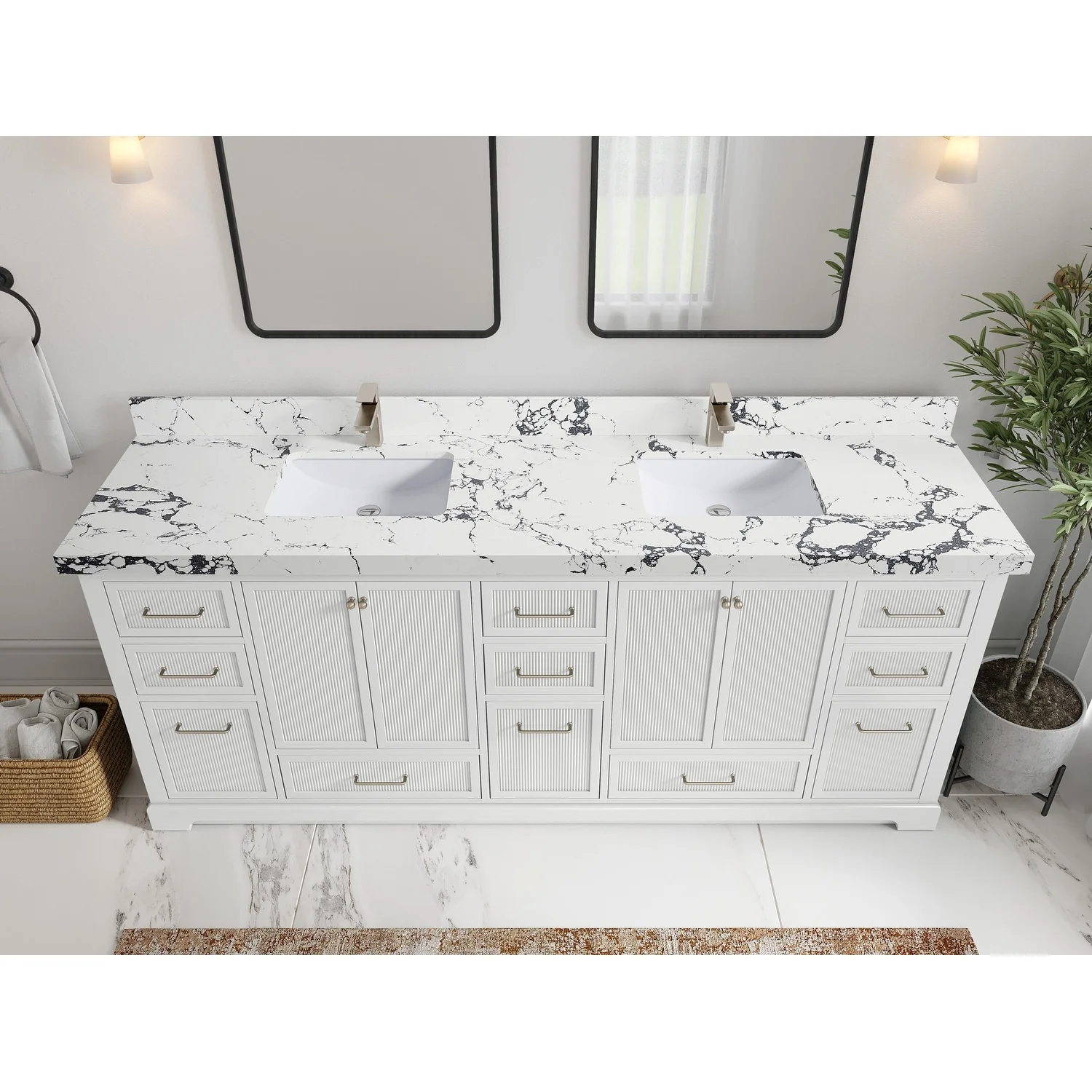 Willow Collections 84 in. W x 22 in. D Alys Double Bowl Sink Bathroom Vanity with Countertop
