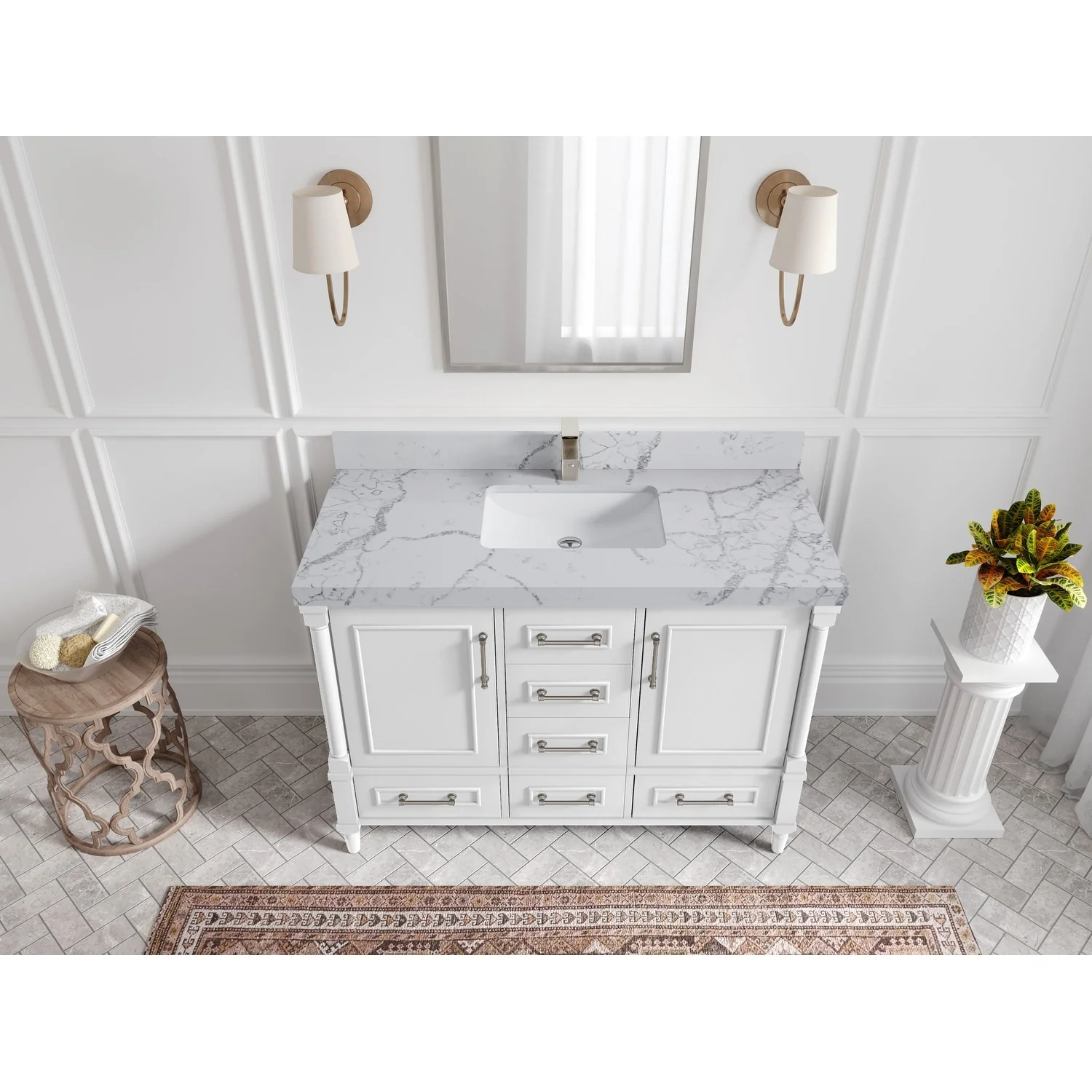 Willow Collections 48 in. W x 22 in. D Aberdeen Single Bowl Sink Bathroom Vanity with Countertop