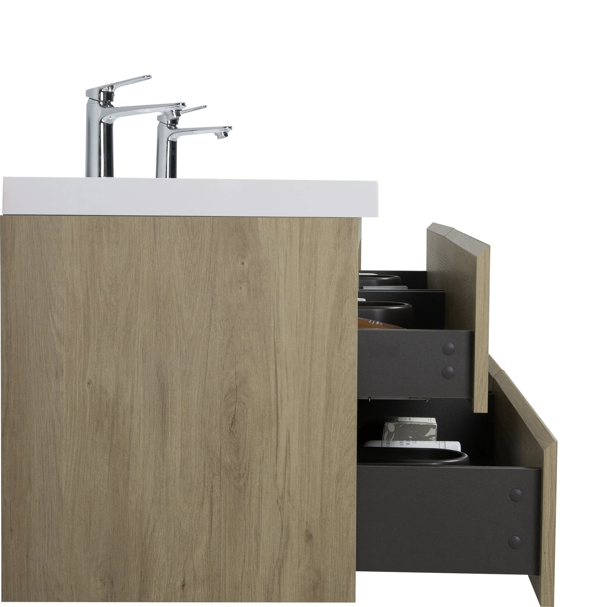 MDF Floating Bathroom Vanity with Integrated Resin Sink