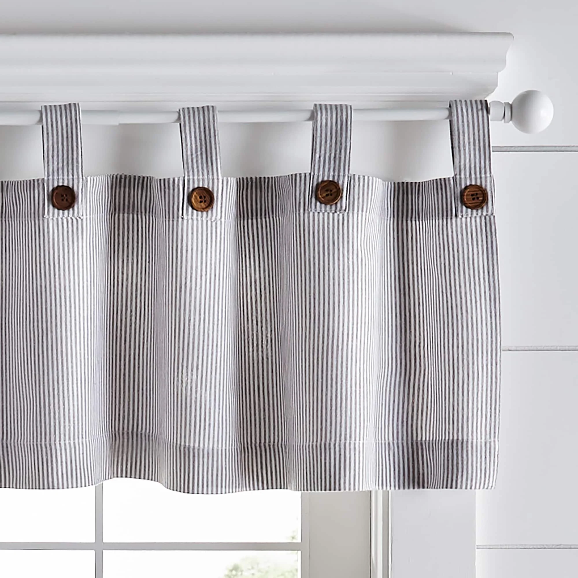 Tucker Ticking Stripe Kitchen Curtain Tier Set