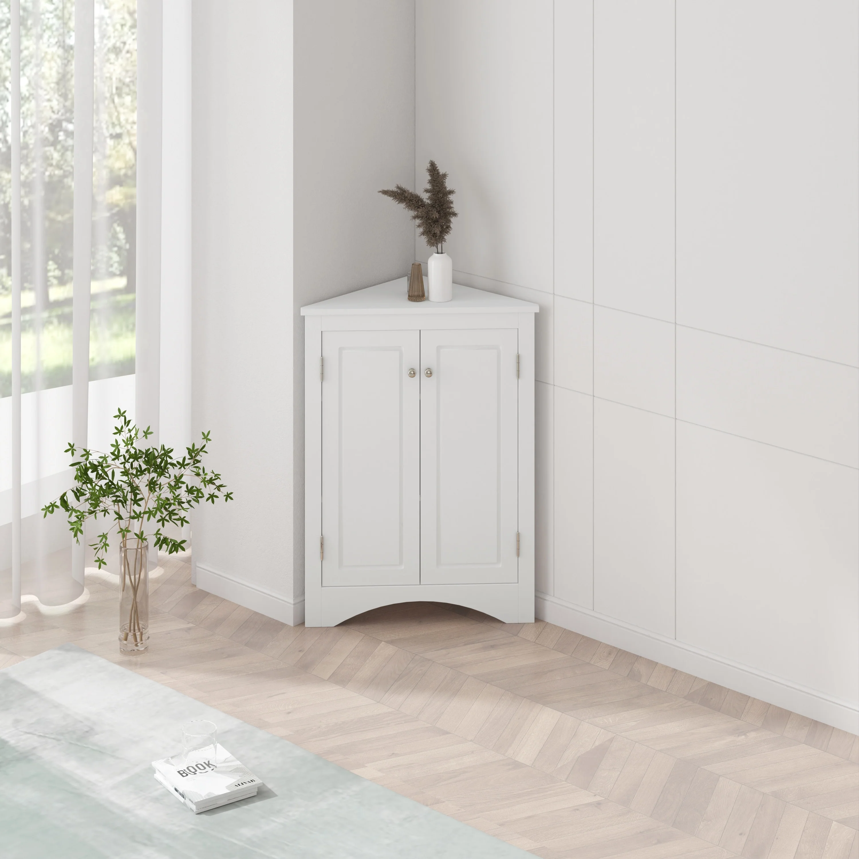 Triangle Bathroom Storage Cabinet with Adjustable Shelves