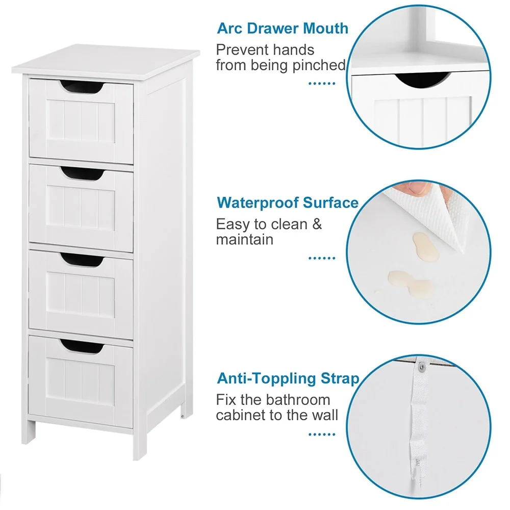 4-Drawer Slim Bathroom Storage Cabinet