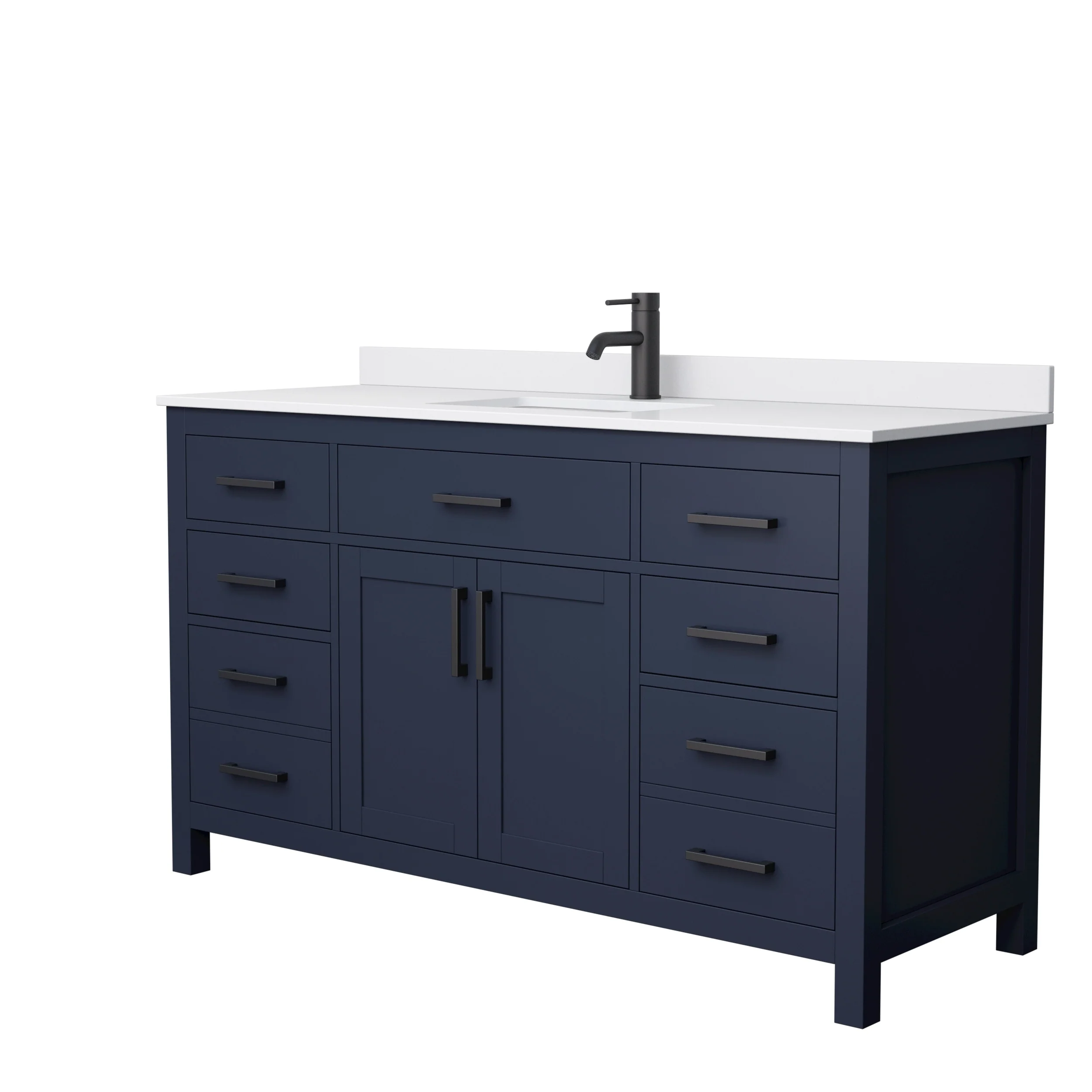Beckett 60 Inch Single Vanity, Cultured Marble Top
