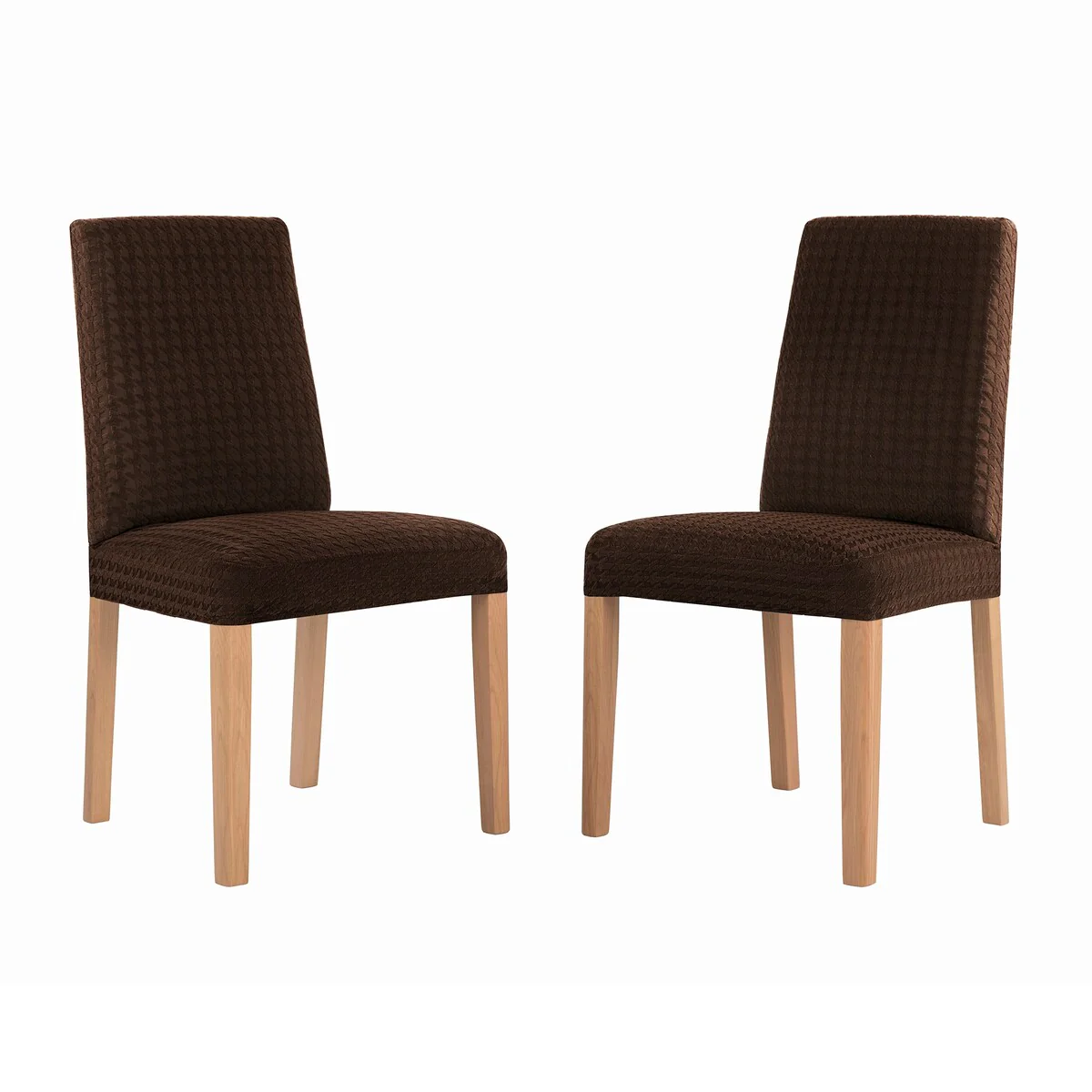 No. 918 Sparta 2-pack Houndstooth Textured Stretch Fit Elastic Dining Chair Cover Pair - 28