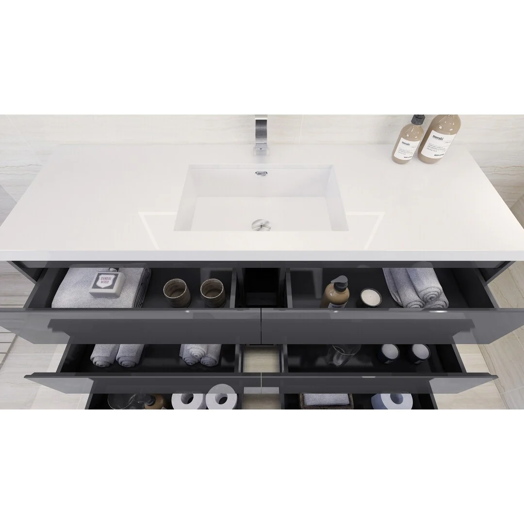 Aron 60'' Freestanding Vanity with Single Reinforced Acrylic Sink