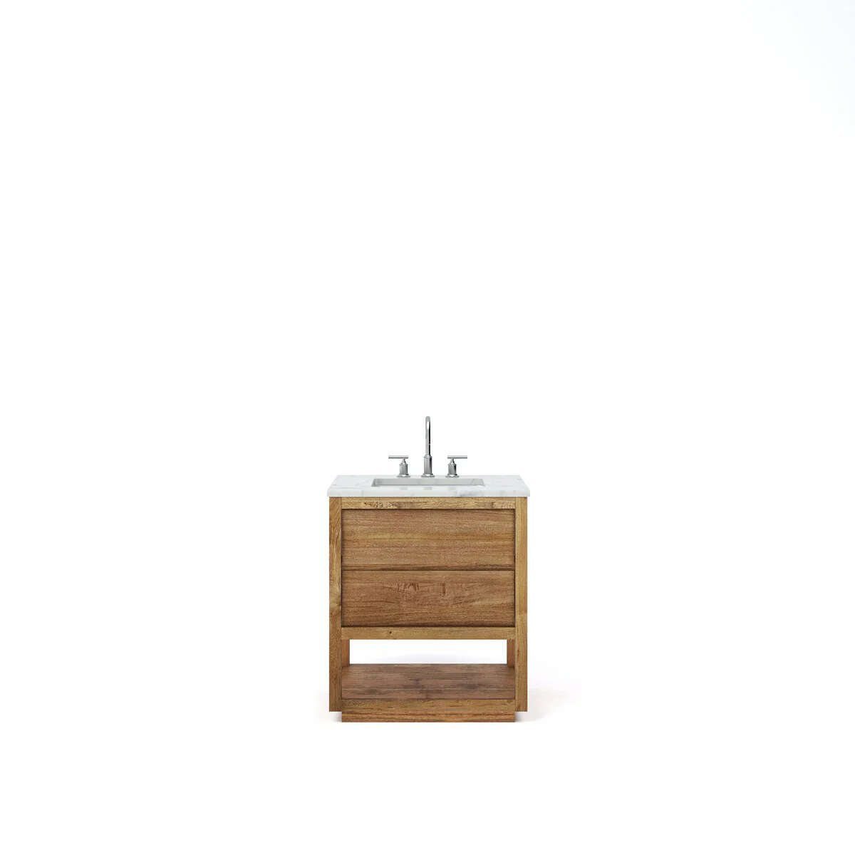 Oakman Mango Wood Carrara White Marble Countertop Bath Vanity with Faucet