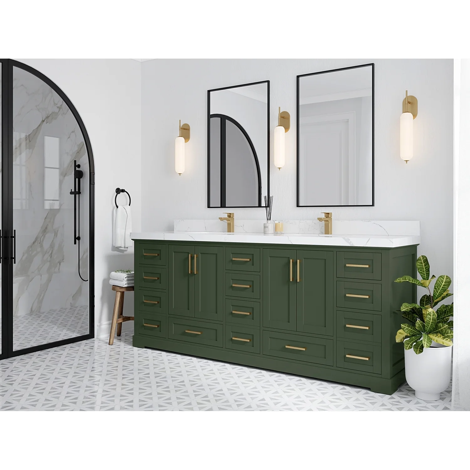 Willow Collection 84 in W x 22 in D x 36 in H Boston Double Bowl Sink Bathroom Vanity with Countertop
