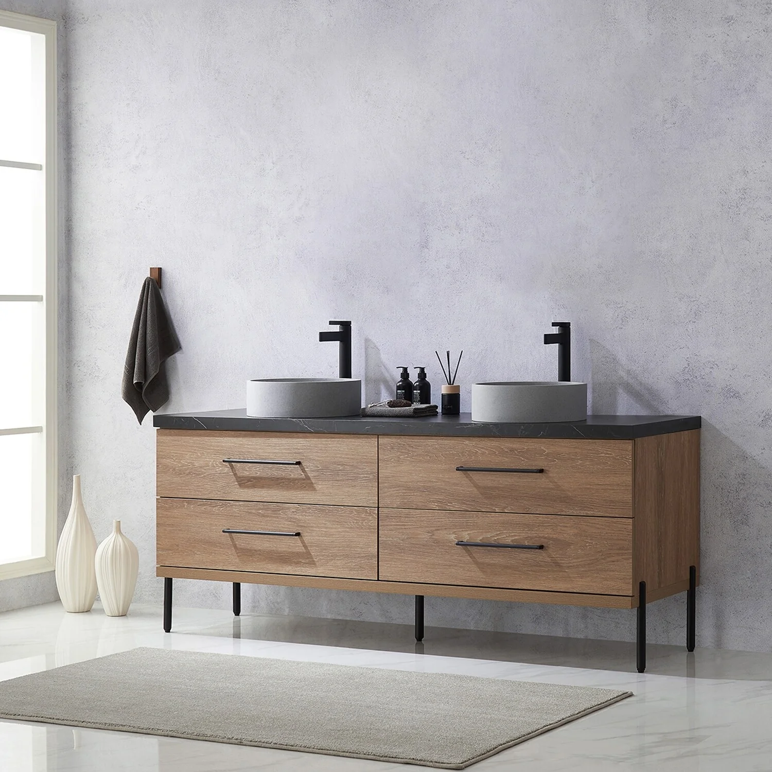 Trento Bath Vanity with Sintered Stone Top with Concrete Sink (C)