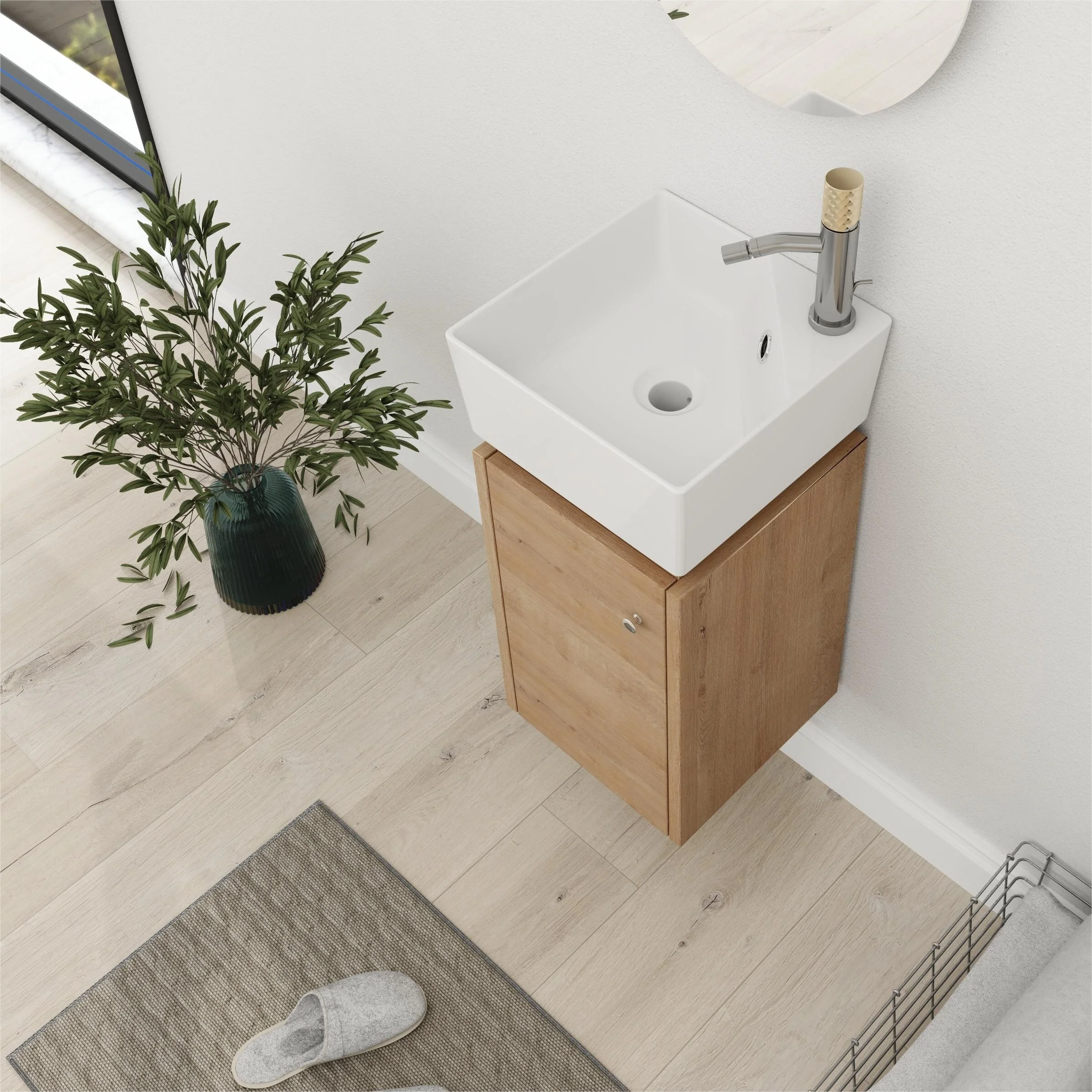 Bathroom Vanity With Sink In 12 Inch, Floating Bathroom Vanity With Soft Close Door