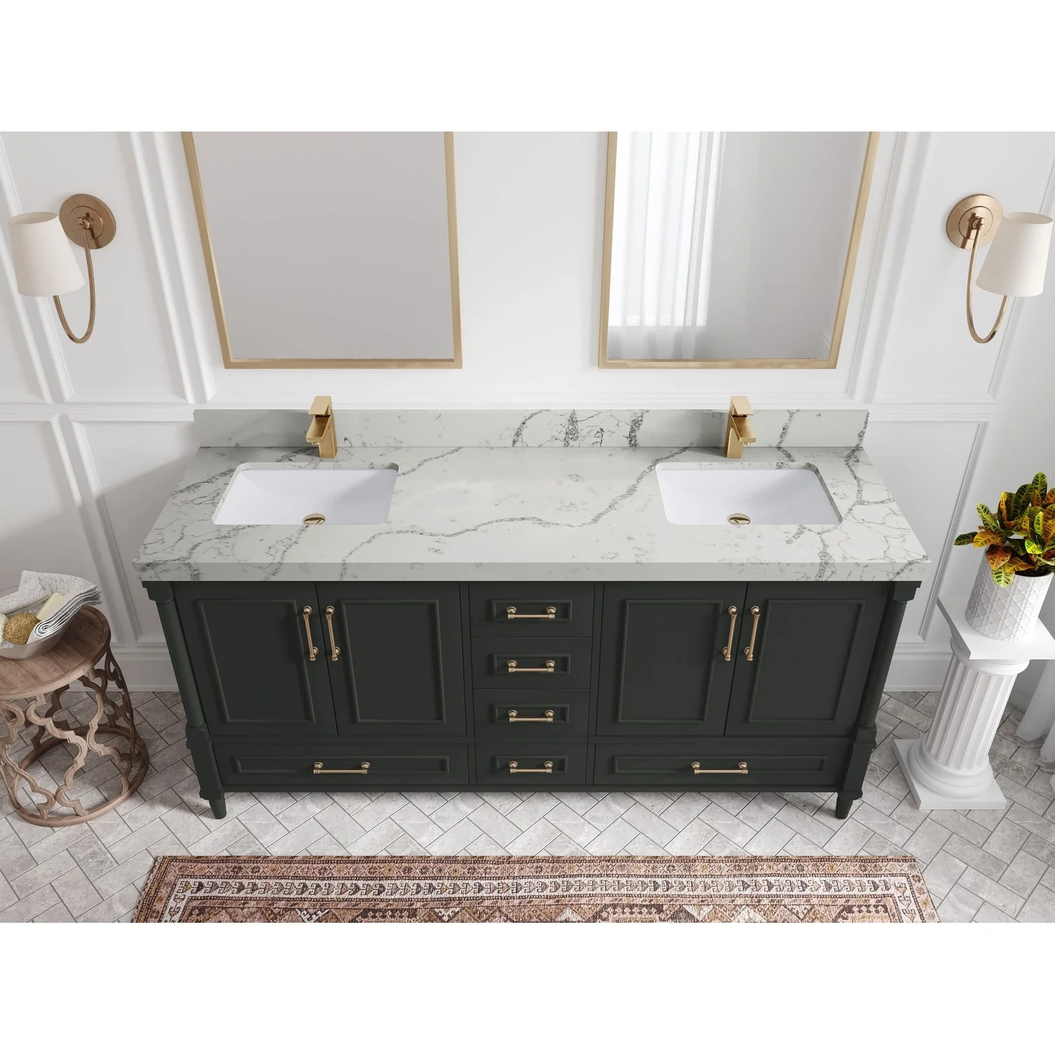 Willow Collections 72 in. W x 22 in. D Aberdeen Double Sink Bathroom Vanity with Countertops