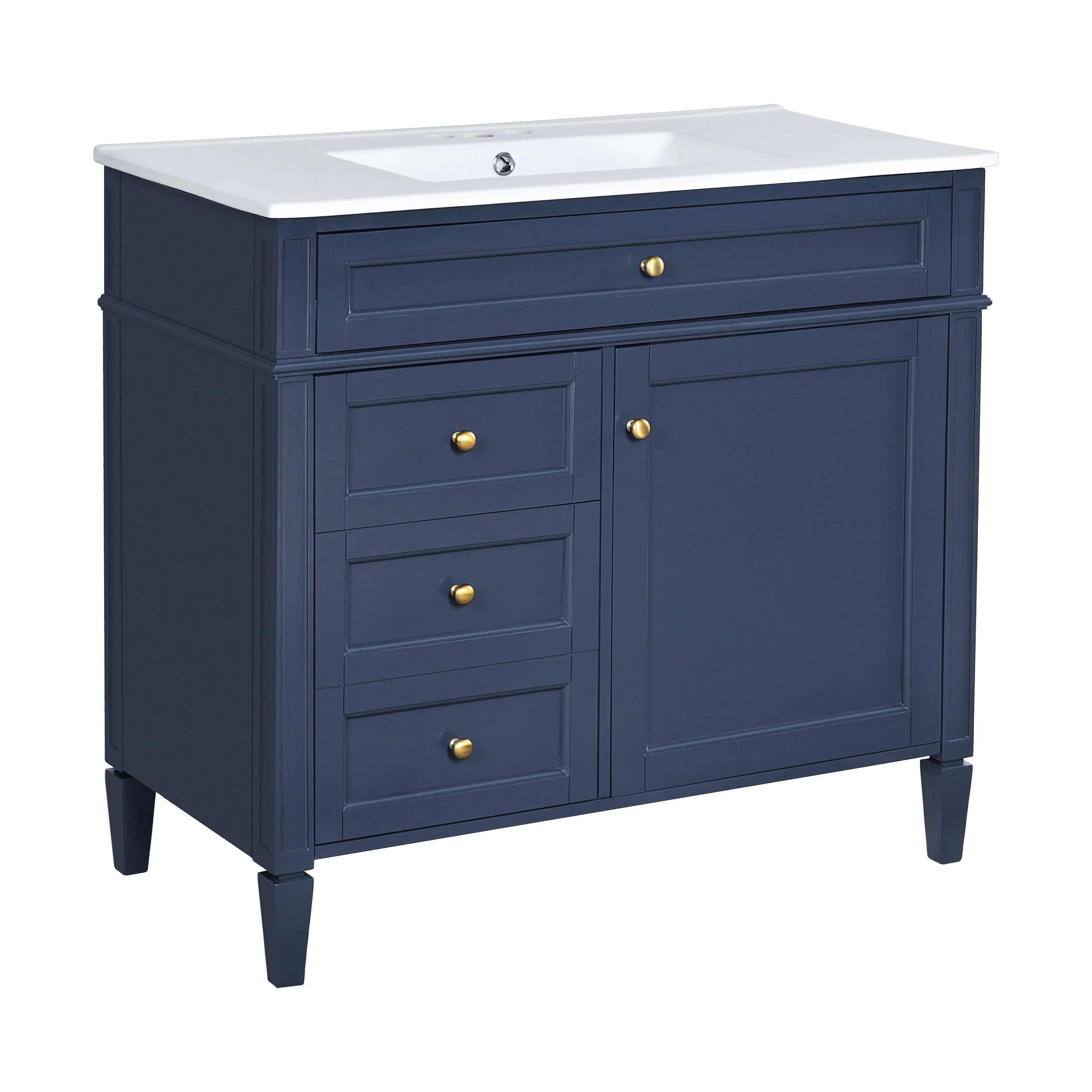 Bathroom Vanity with Single Sink, Bathroom Vanities with 2 Drawers, Bathroom Storage Cabinet with 1 Tip-Out Drawer and 1 Door