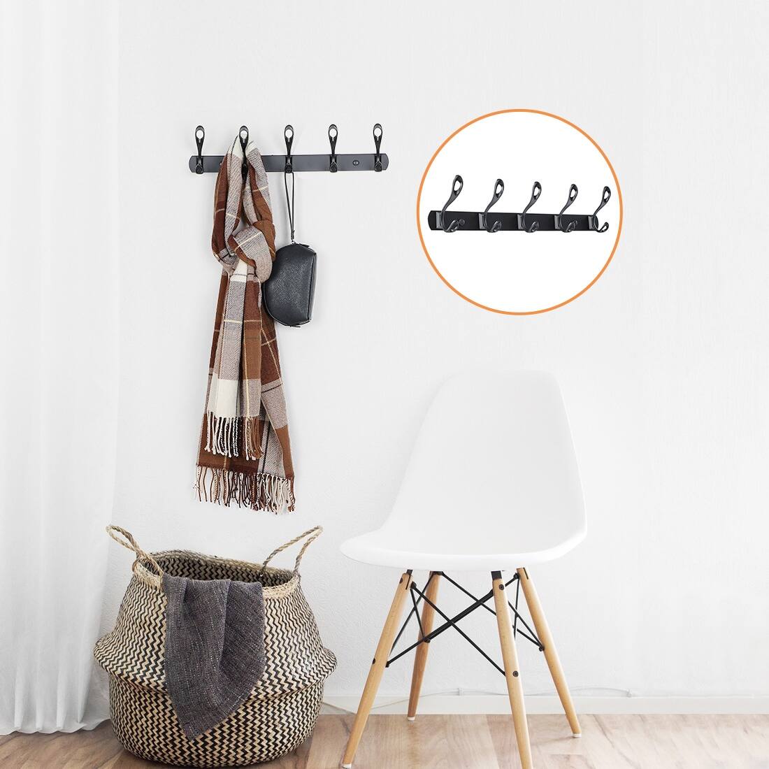 Dual Wall Hooks Stainless Steel Base 17.7