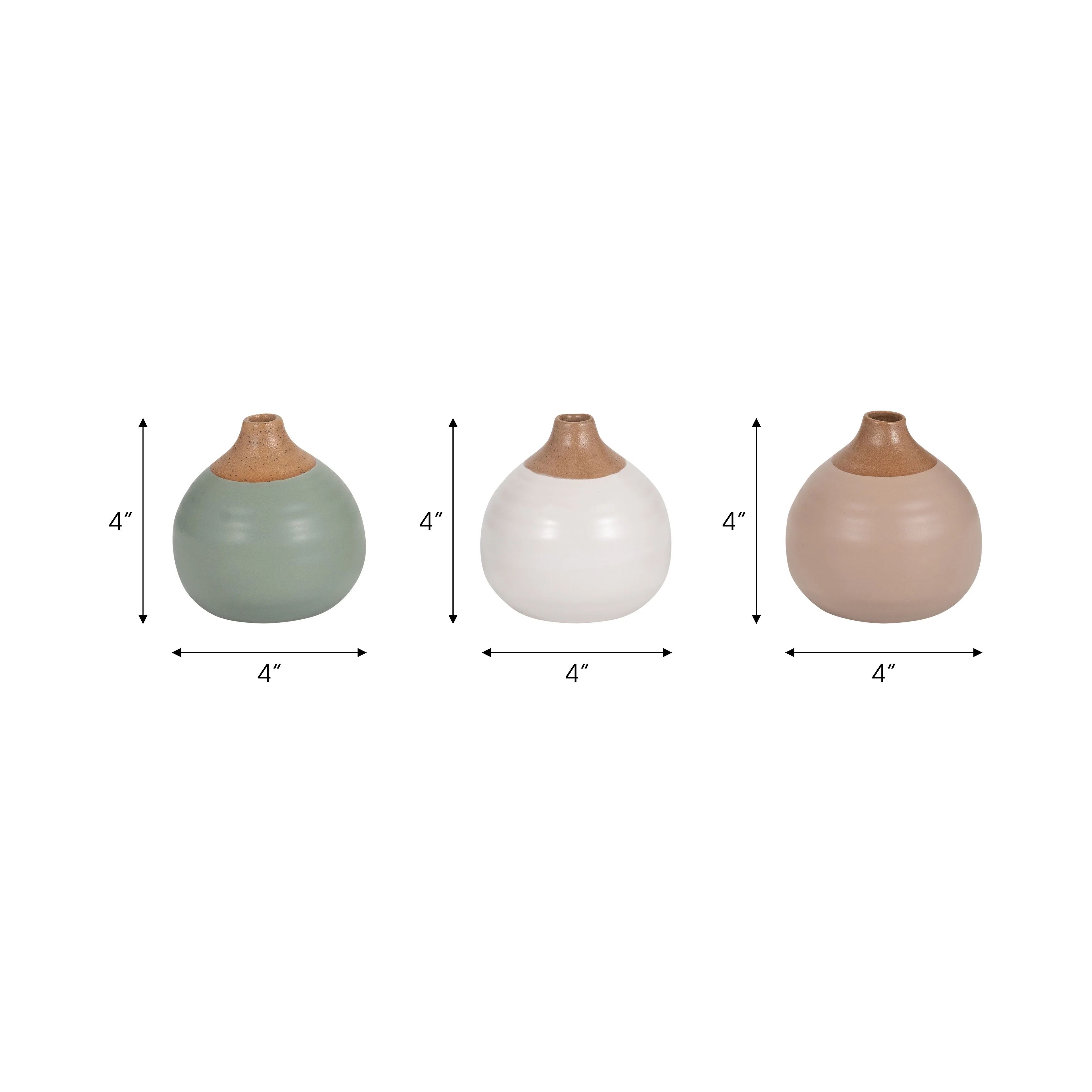 Sagebrook Home Modern Coastal Small Ceramic Bud Vases, Set of 3