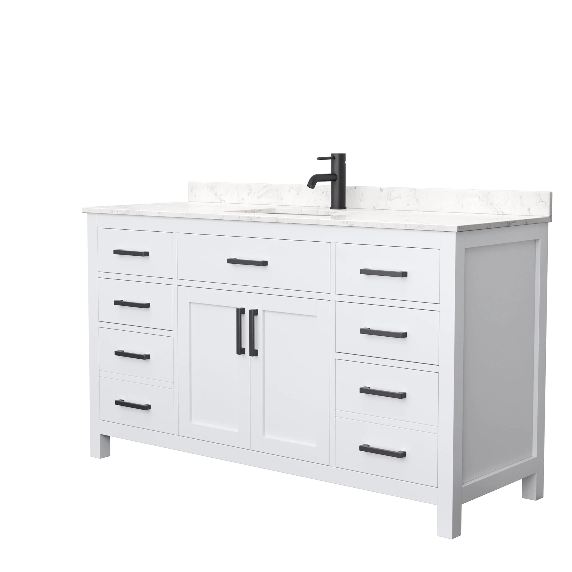 Beckett 60 Inch Single Vanity, Cultured Marble Top