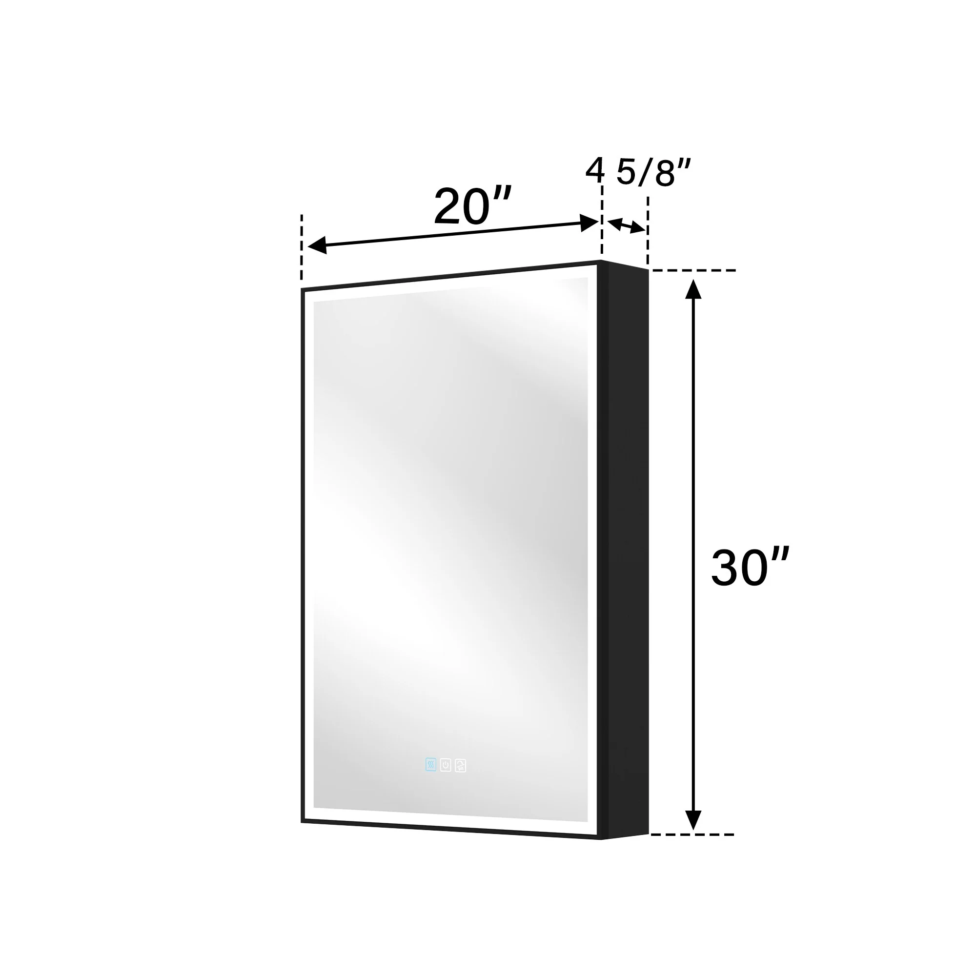 30'' H Recessed Or Surface Wall Mounted LED Mirror Cabinet With Mirror And Adjustable Shelves,Black Frame