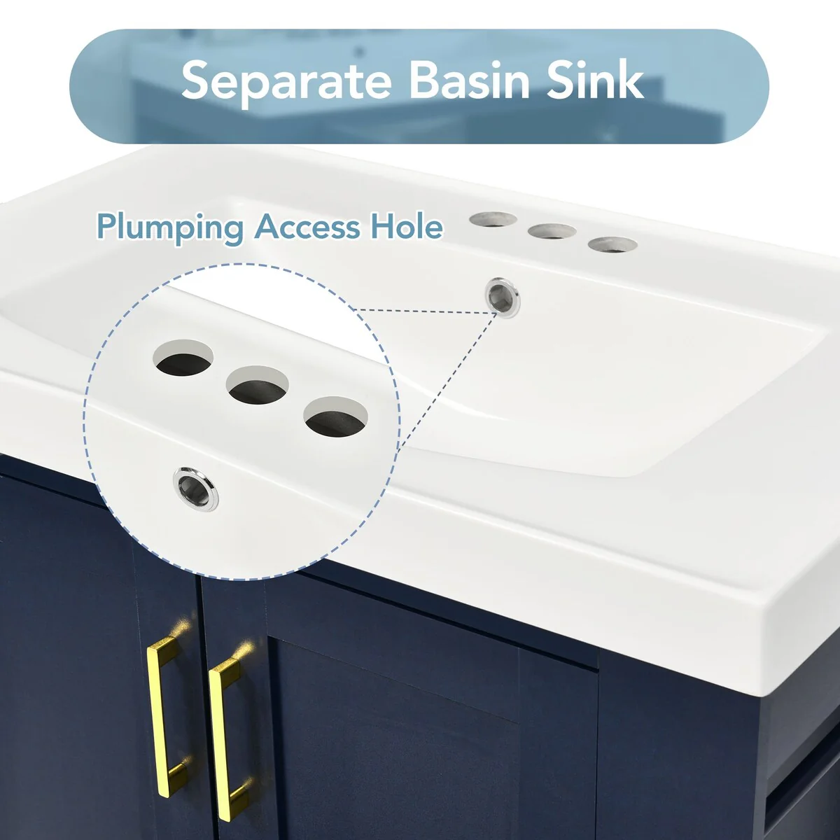 30 in. W x 18.1 in. D x 31.5 in. H Bath Vanity with White Resin Sink and Double-sided Storage Shelf