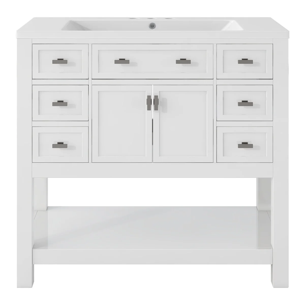 36'' Bathroom Vanity Modern Bathroom Storage Cabinet with 6 Drawers