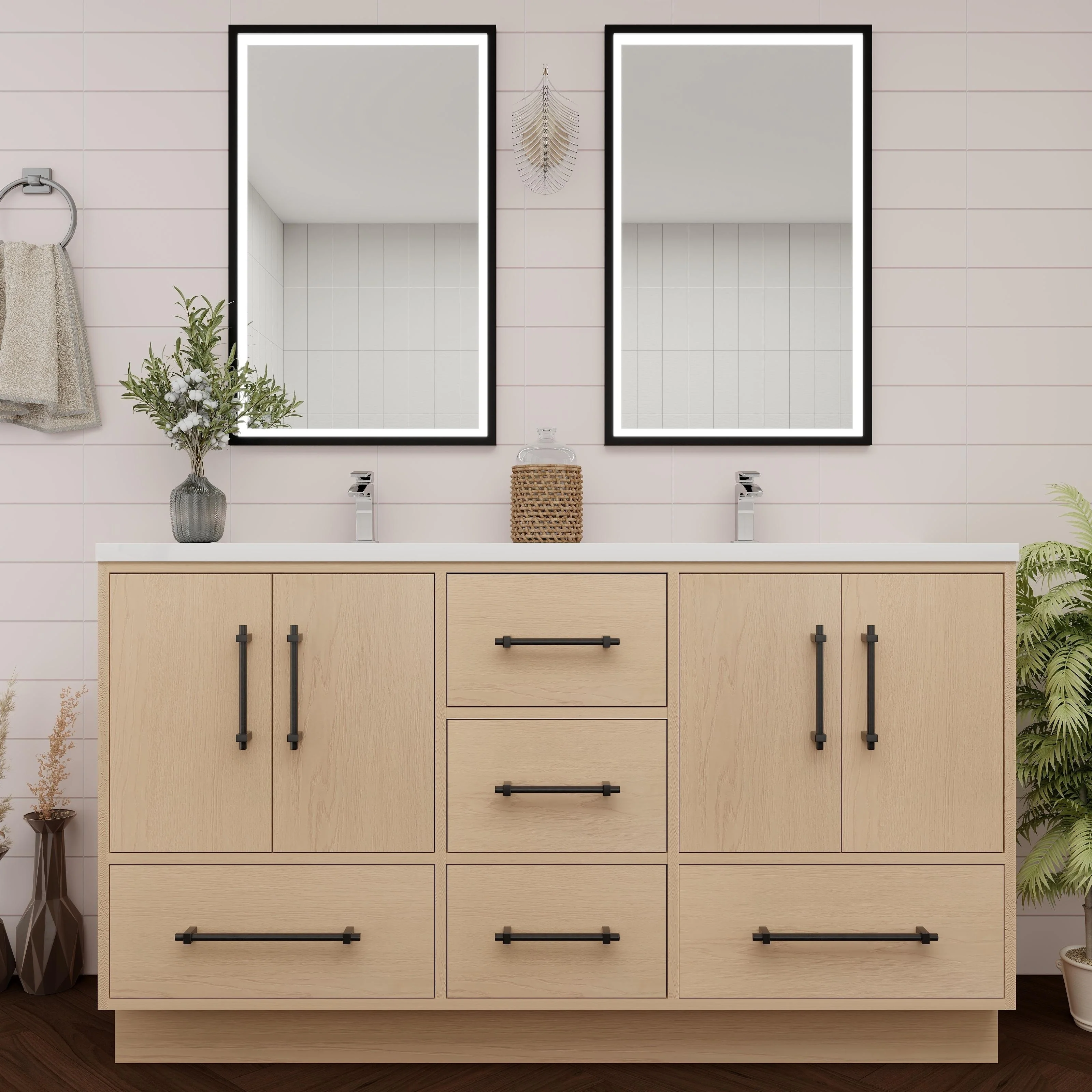 Victoria 60'' Freestanding Vanity with Double Reinforced Acrylic Sink - 59.5