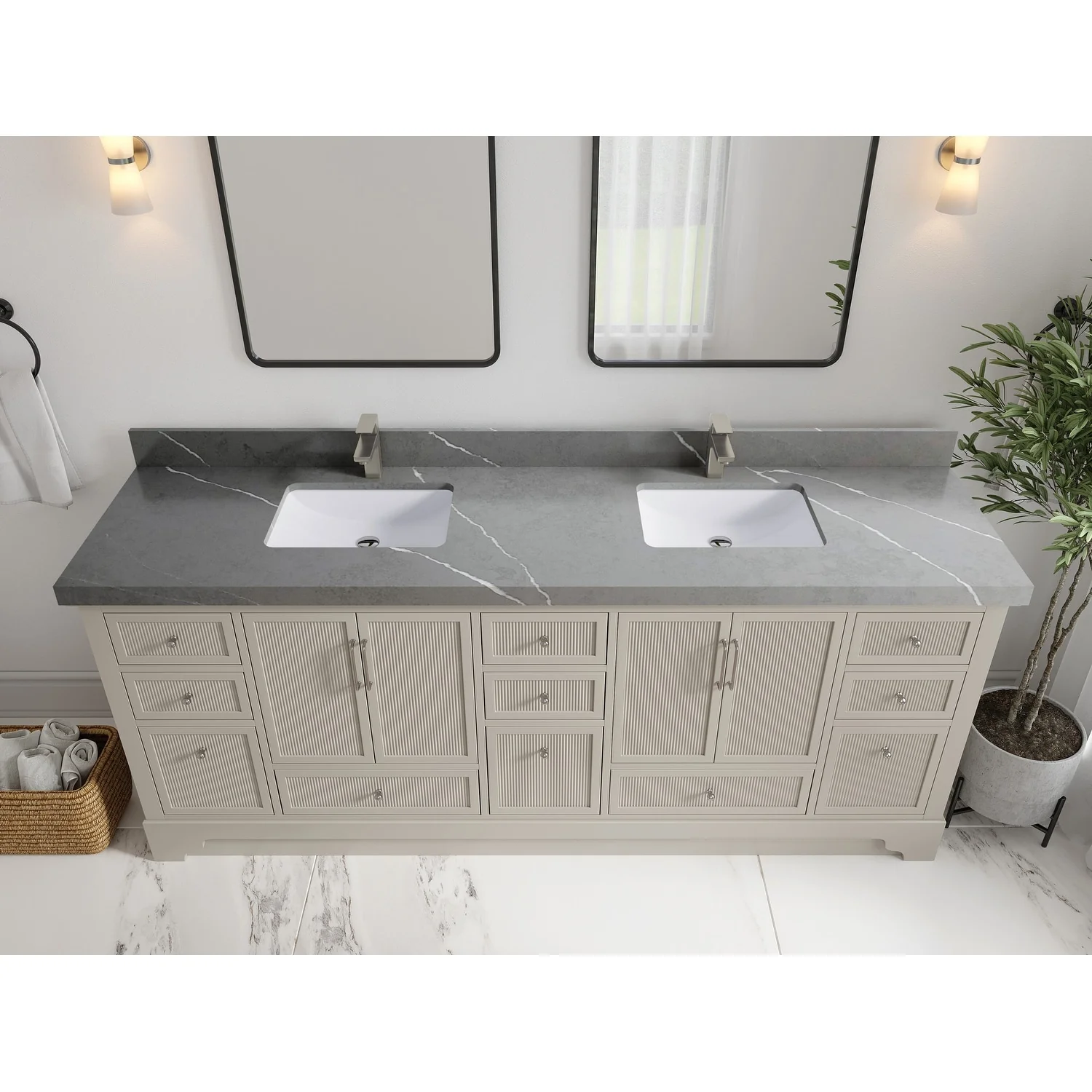 Willow Collections 84 in. W x 22 in. D Alys Double Bowl Sink Bathroom Vanity with Countertop