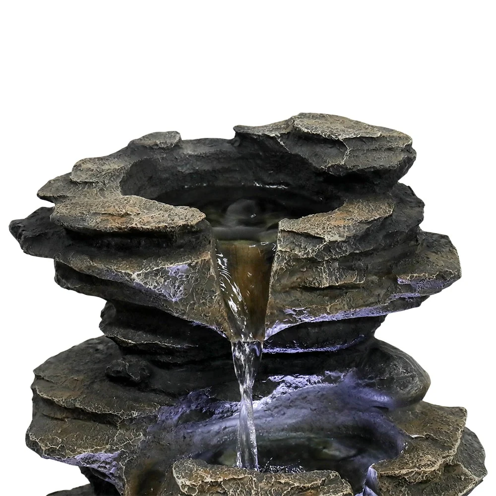 15.7'' H Tabletop Indoor Rock Waterfalls Fountains with LED Light