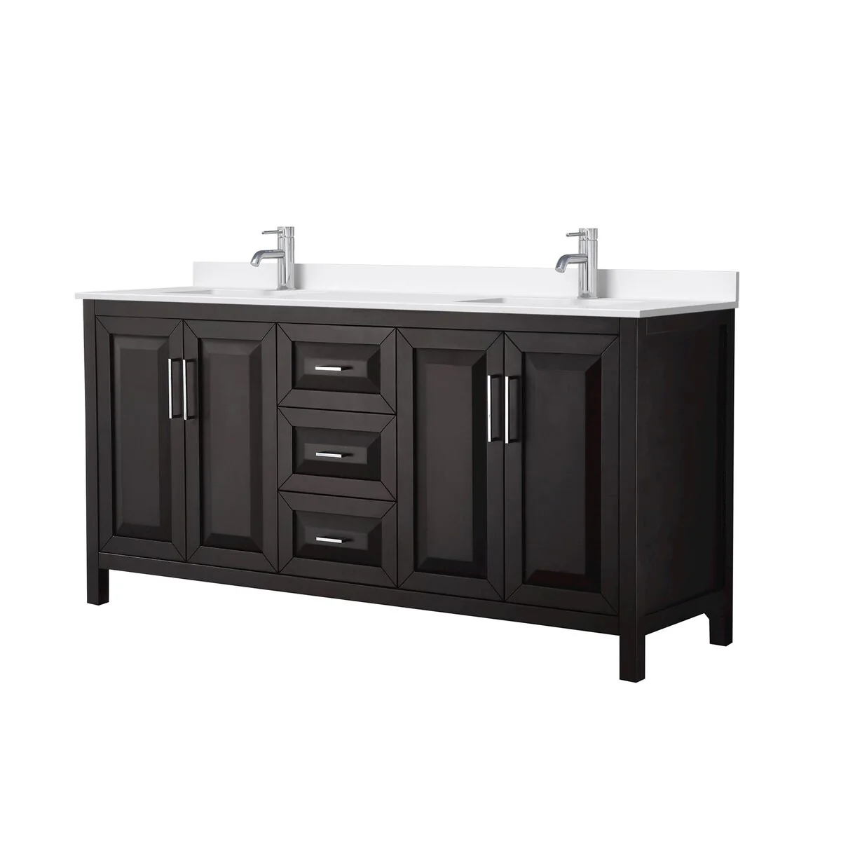 Daria 72-inch Double Vanity, Single Hole Quartz Top