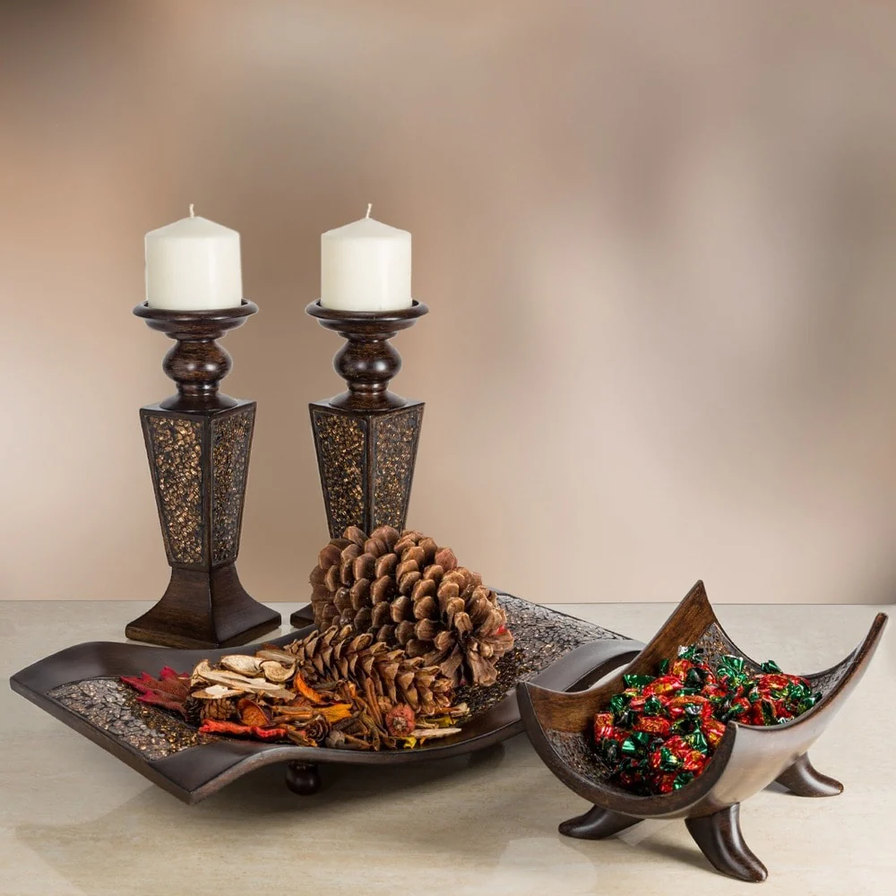 Creative Scents Schonwerk Decorative Walnut Color Centerpiece Dish