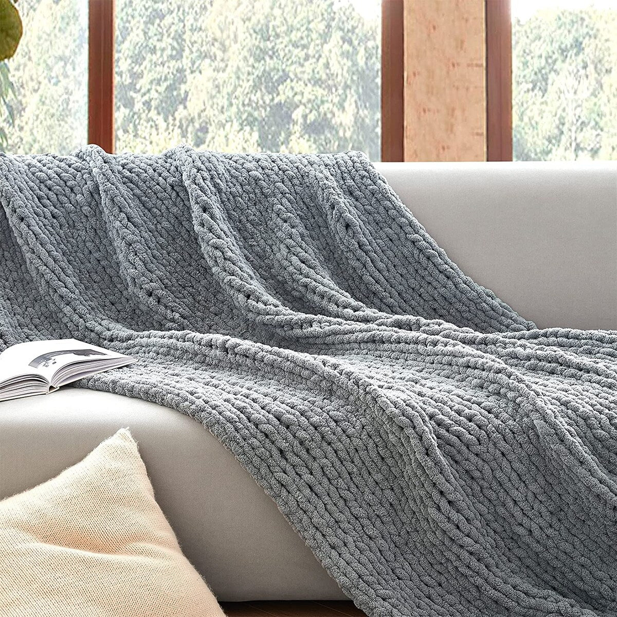 Cozy Potato® Chenille Chunky Knit Throw Blanket