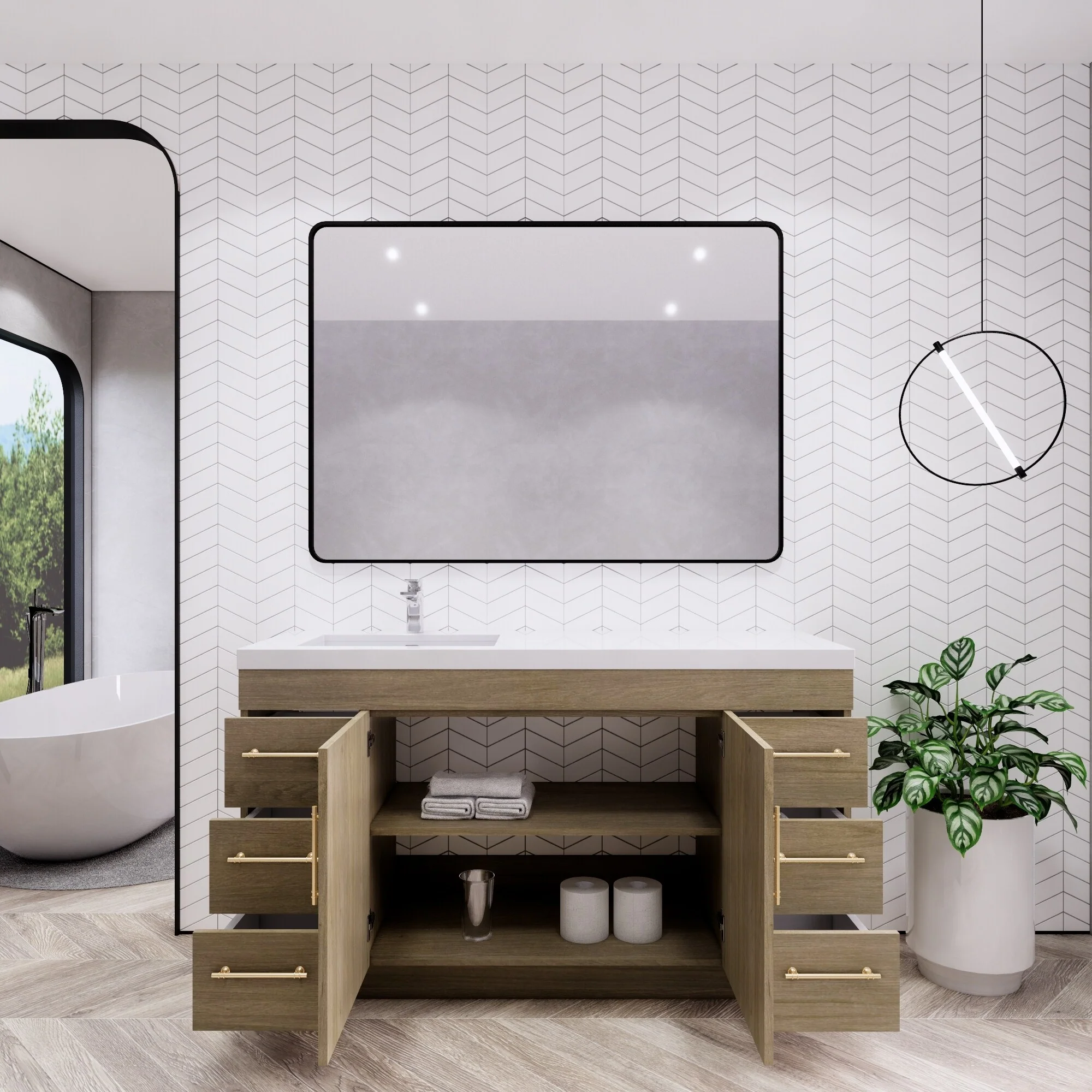 Eliza 60'' Freestanding Vanity with Single Sink on the Left