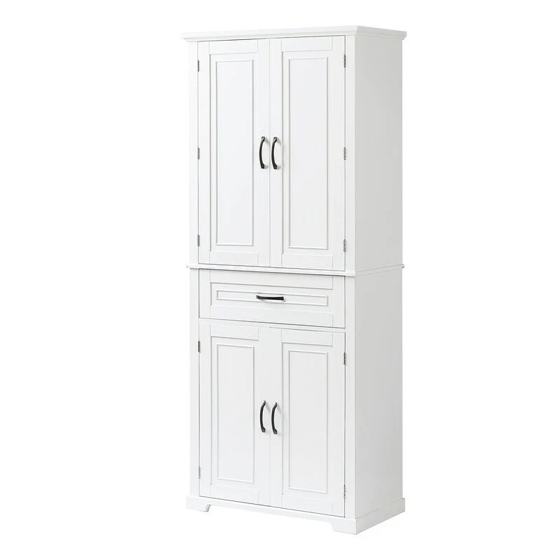 Bathroom Floor Cabinet, Freestanding Storage Cabinet with Doors and Drawer, Kitchen Cupboard with Adjustable Shelf