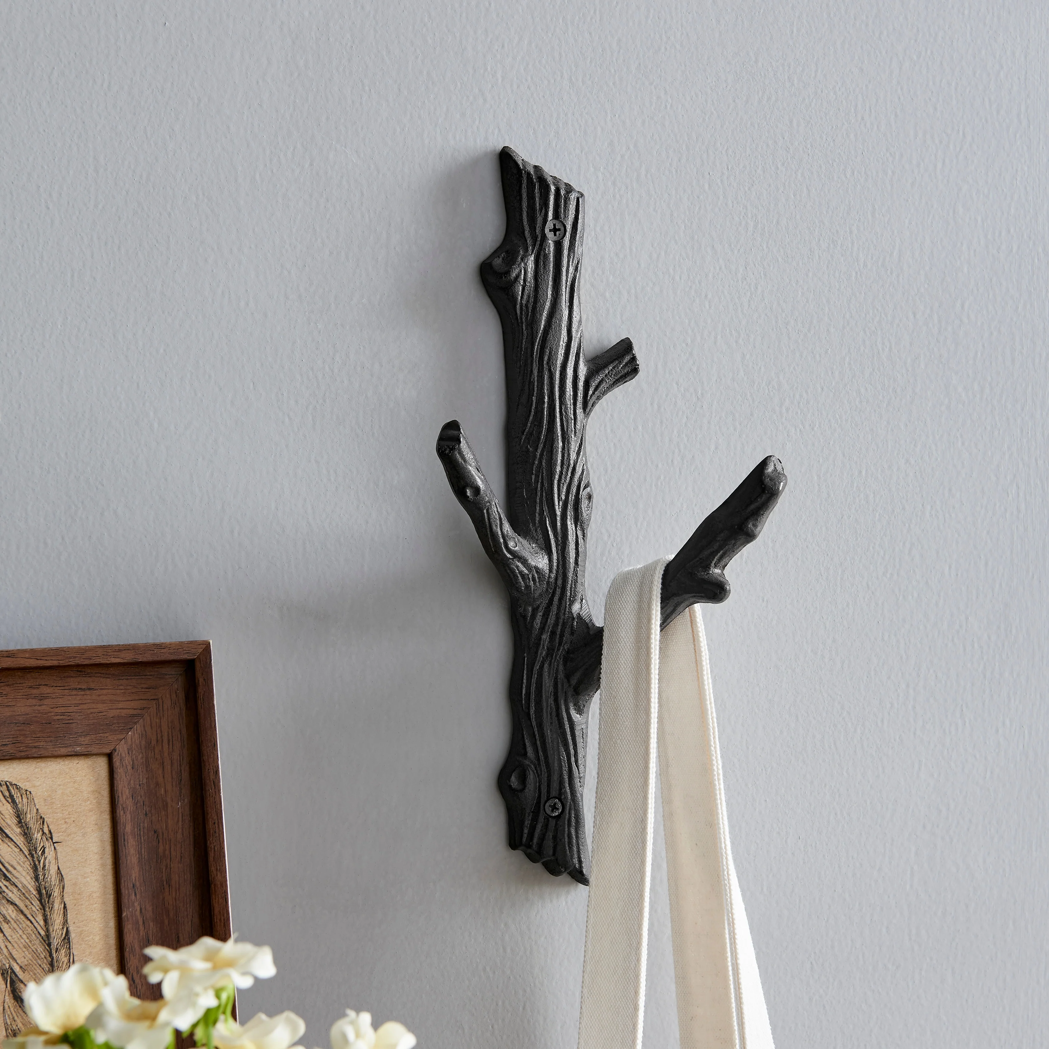 Danya B. Cast Iron Tree Branch Double Wall Mount Coat Hooks (Set of 2)