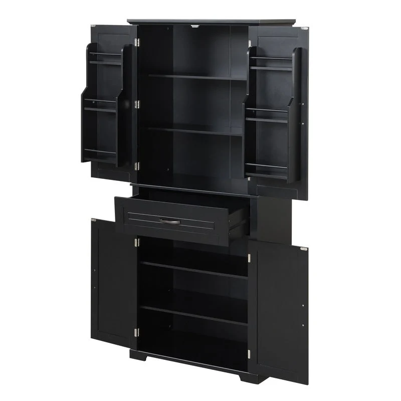 Bathroom Floor Cabinet, Freestanding Storage Cabinet with Doors and Drawer, Kitchen Cupboard with Adjustable Shelf