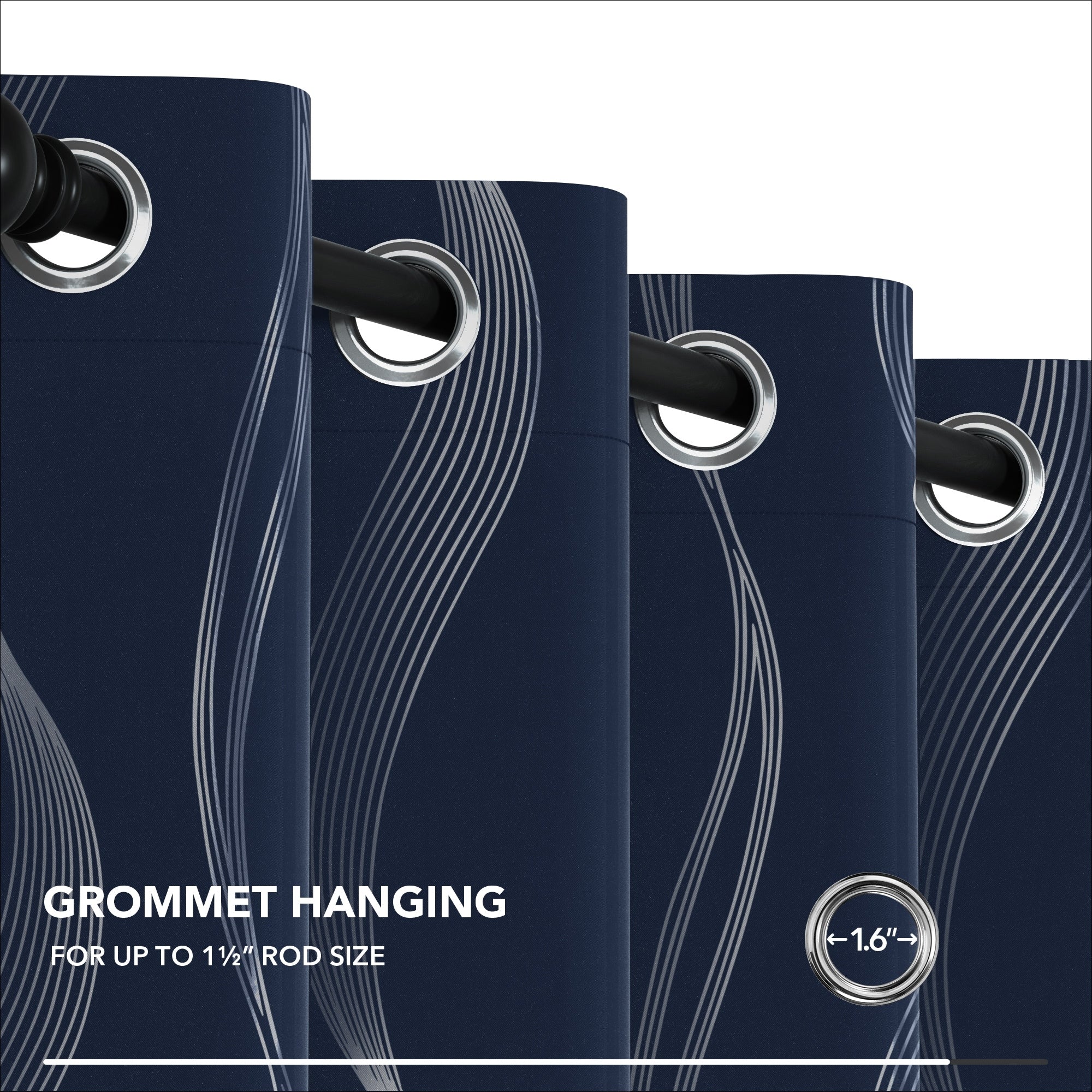 Deconovo Silver Wave 52 Width Curtain Panel Pair (2 Panel)