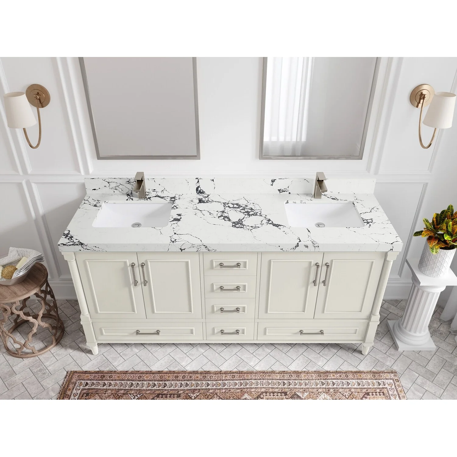 Willow Collections 72 in. W x 22 in. D Aberdeen Double Sink Bathroom Vanity with Countertops