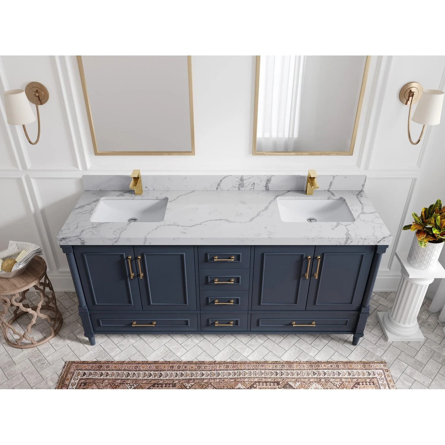 Willow Collections 72 in. W x 22 in. D Aberdeen Double Sink Bathroom Vanity with Countertops