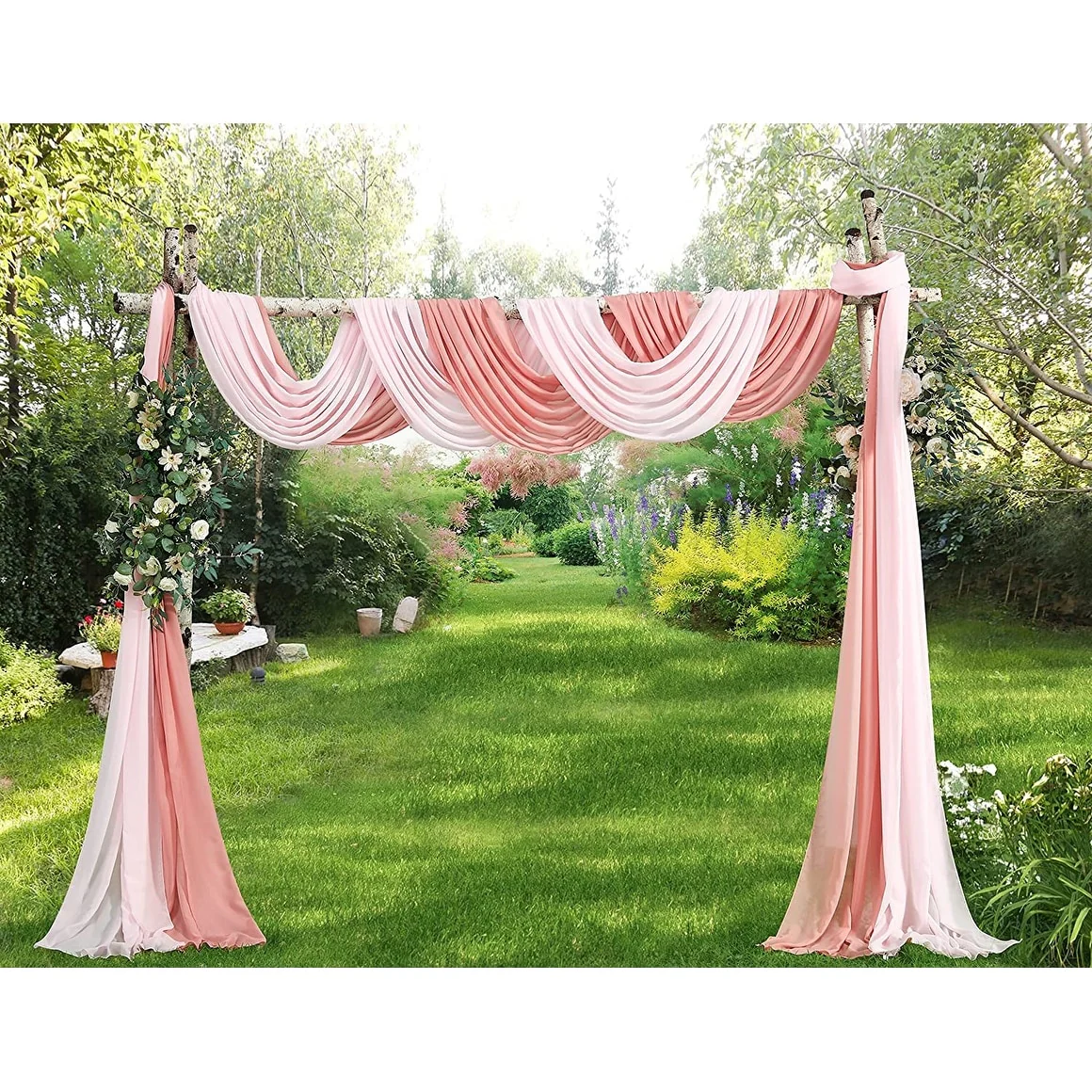 WARM HOME DESIGNS 2 Chiffon Wedding Arch Draping Fabric Scarves