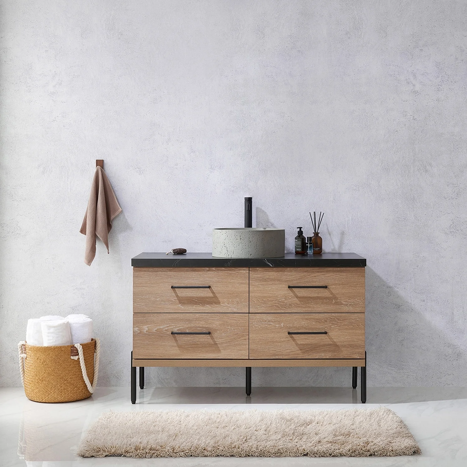 Trento Bath Vanity with Sintered Stone Top with Concrete Sink (R)