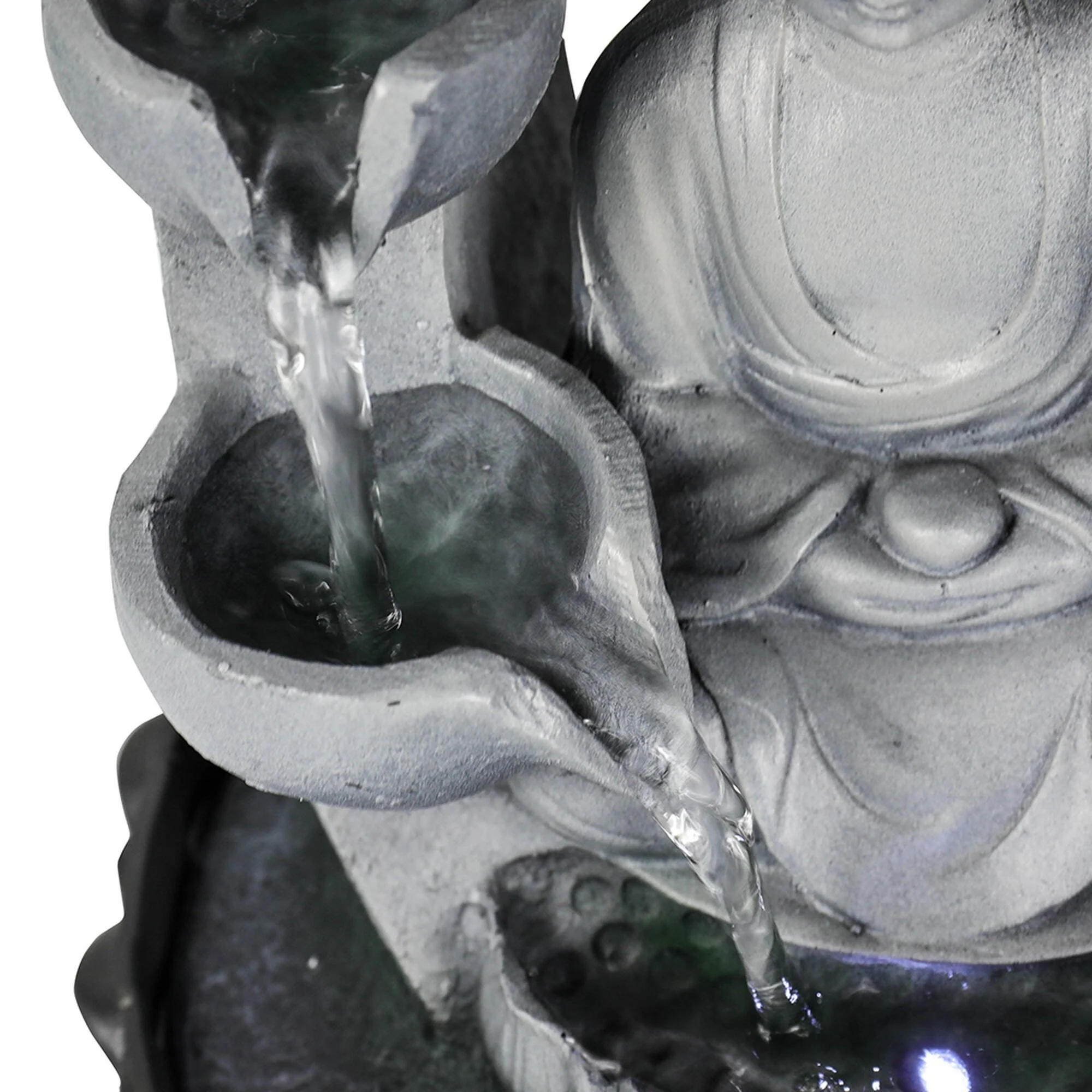 Tabletop Buddha Fountain with Light, Buddha Feature, 11-inch