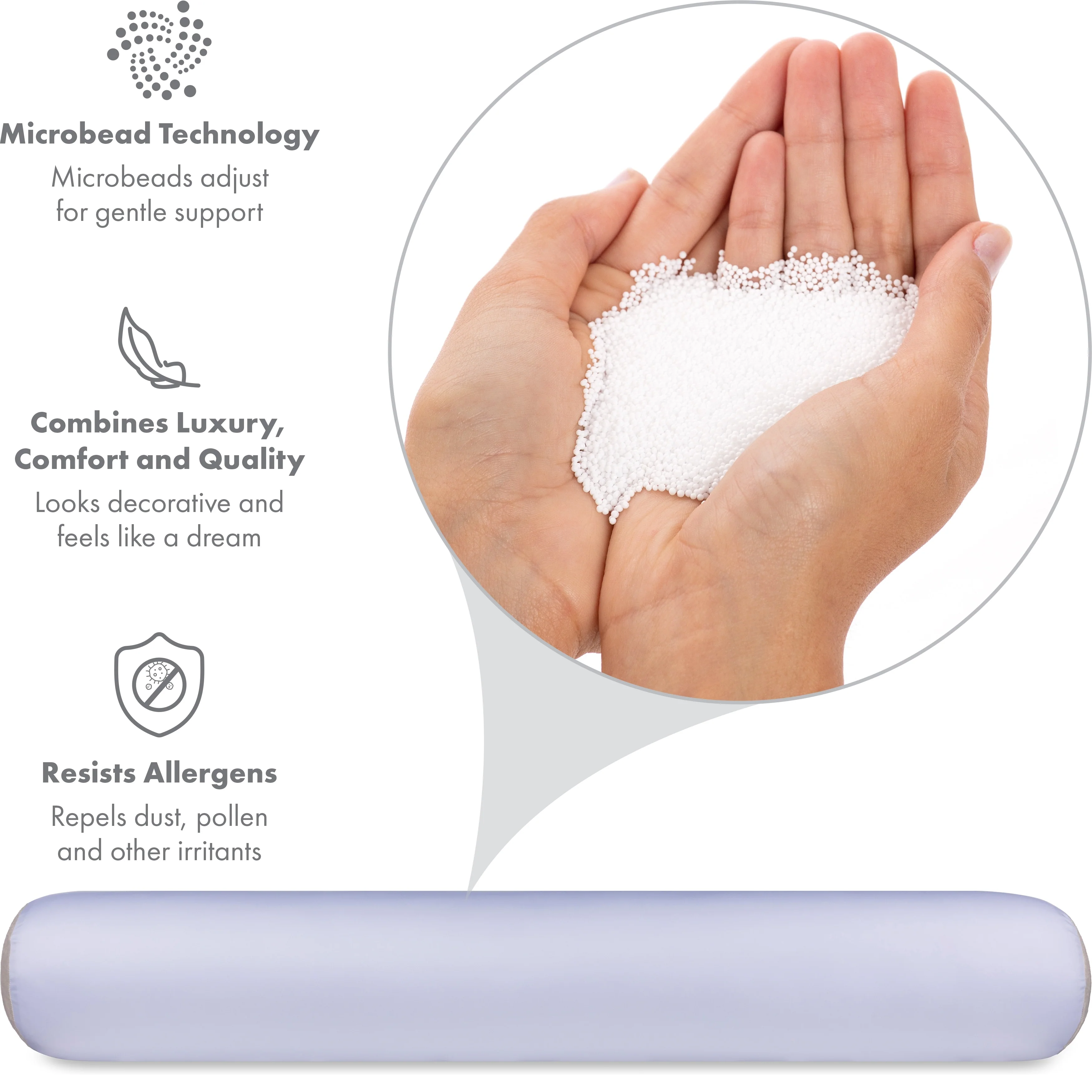 Straight Body Pillow, Premium Microbead,Side Sleeping / Pregnant Women