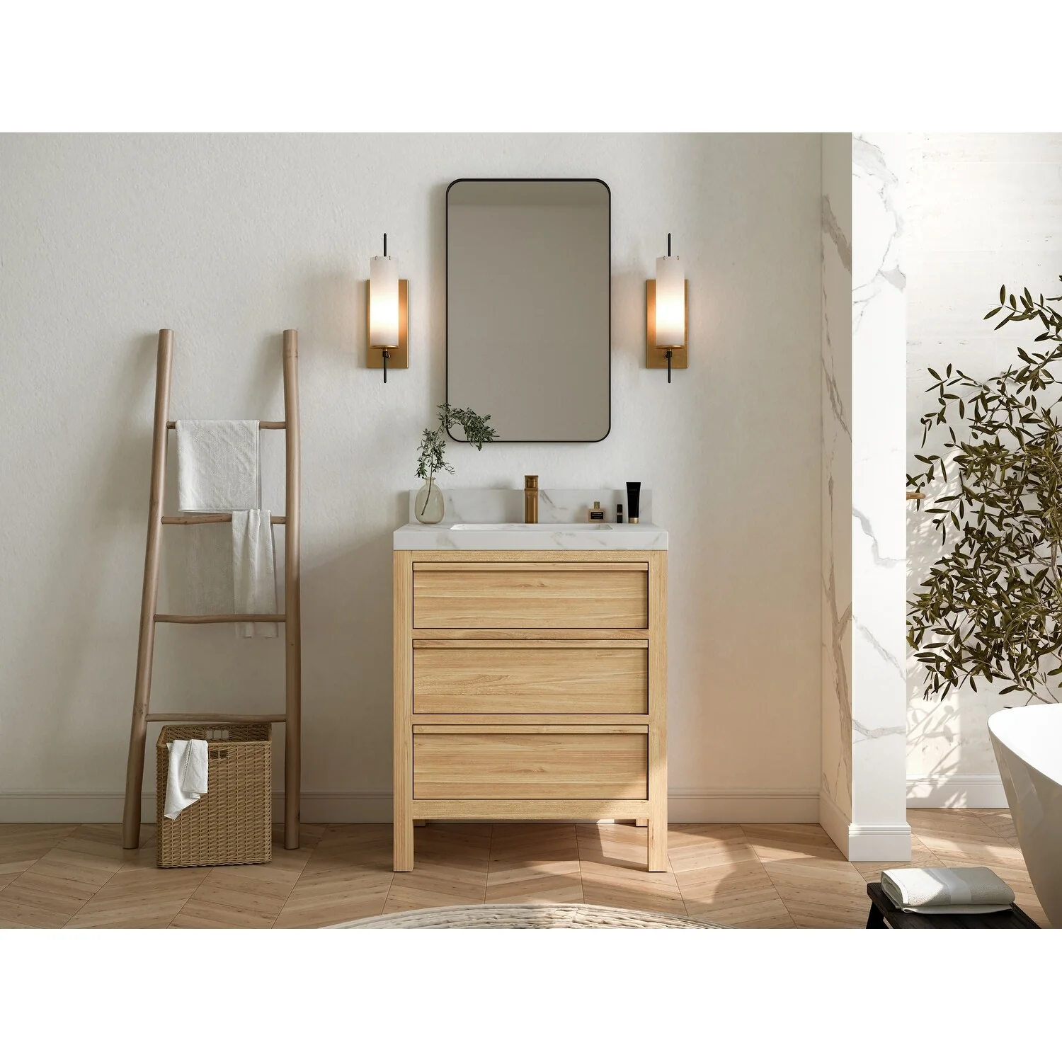 Willow Collections 30 in. W x 22 in. D Elizabeth Solid Teak Wodd Single Sink Bathroom Vanity with Countertop