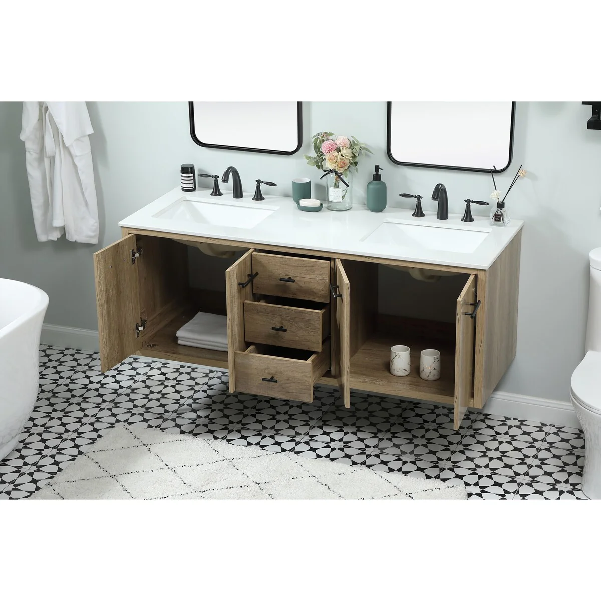 Fern 60 Inch Double Bathroom Vanity
