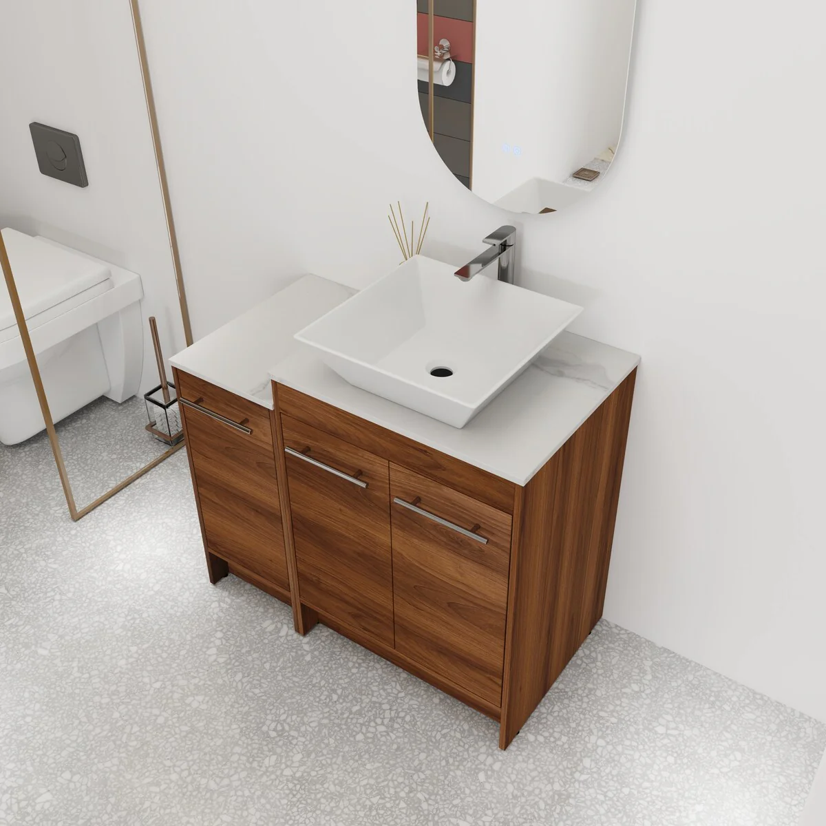 Bathroom Vanity With Sink In 24/36/48/60 Inch, Freestanding Bathroom Vanity With Soft Close Door