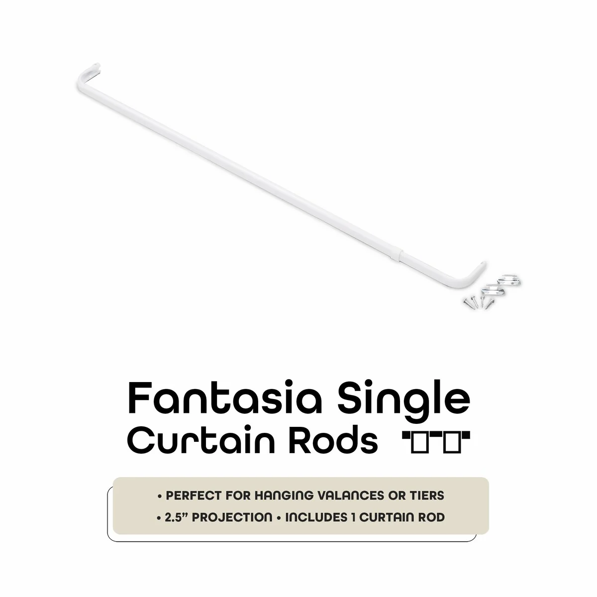 ACHIM Fantasia Single Curtain Rod 2.5