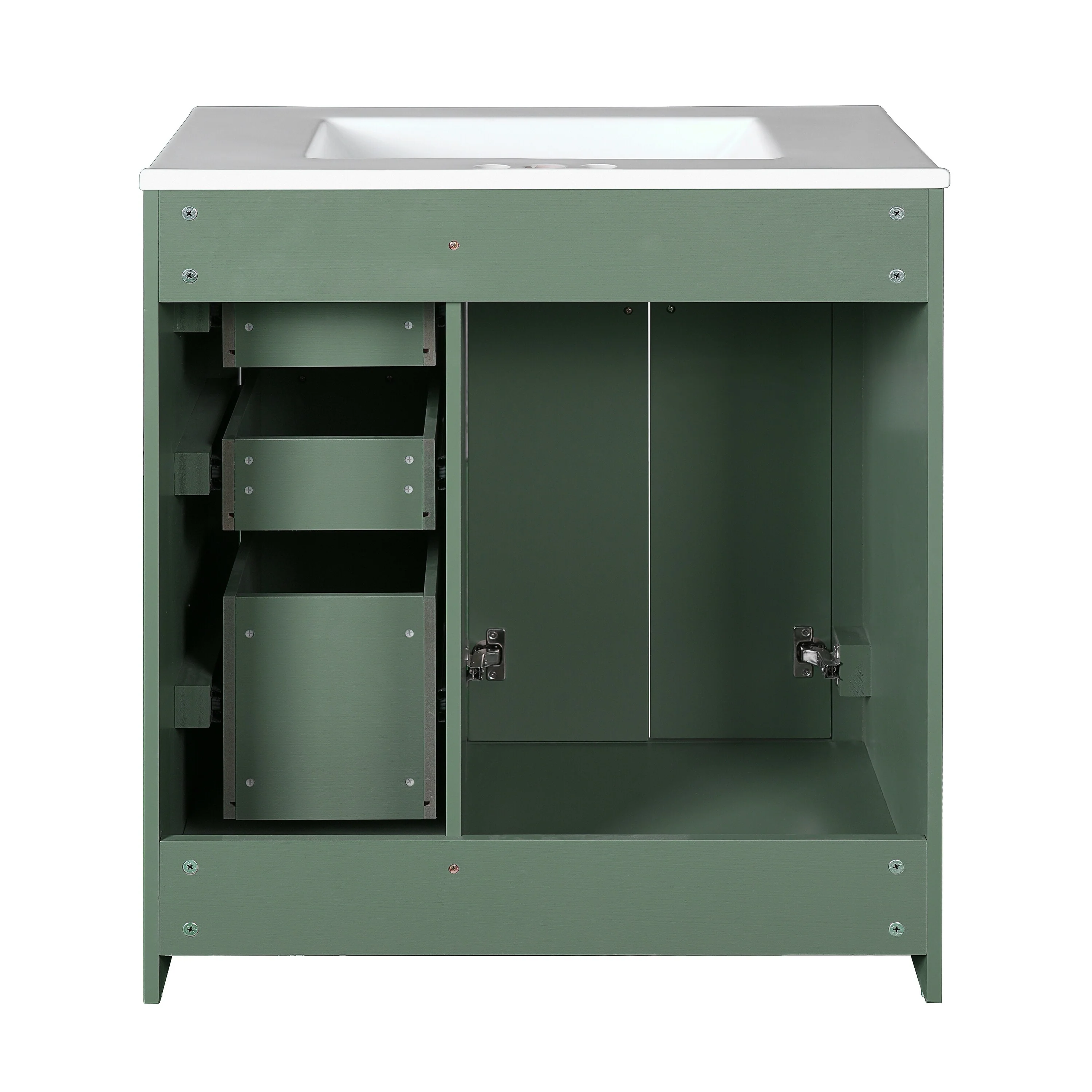 30'' Bathroom Vanity with Ceramic Sink Combo, Bathroom Storage Cabinet Vanity Set with 3 Drawers& Soft Closing Doors