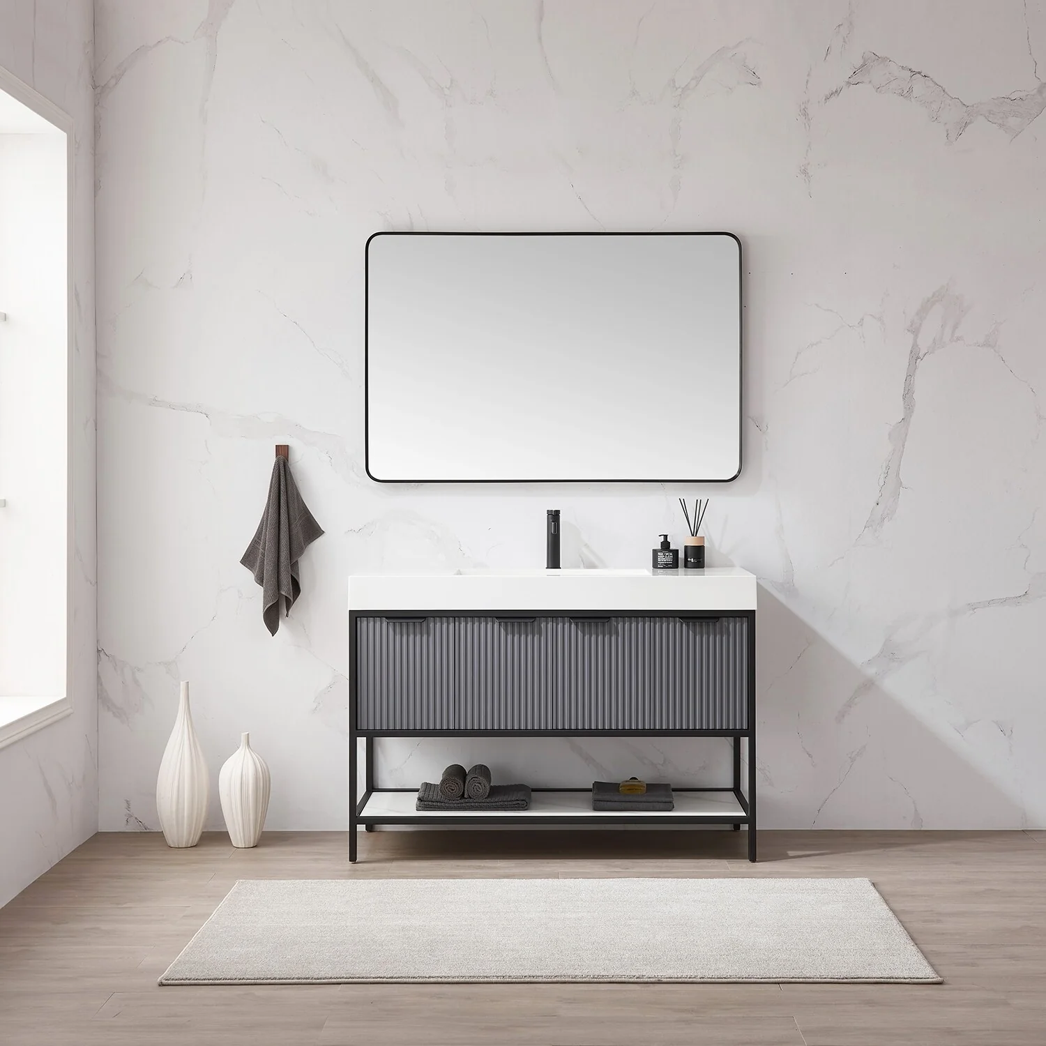 Marcilla 48 in. Single Sink Bath Vanity with Stone Sink Top