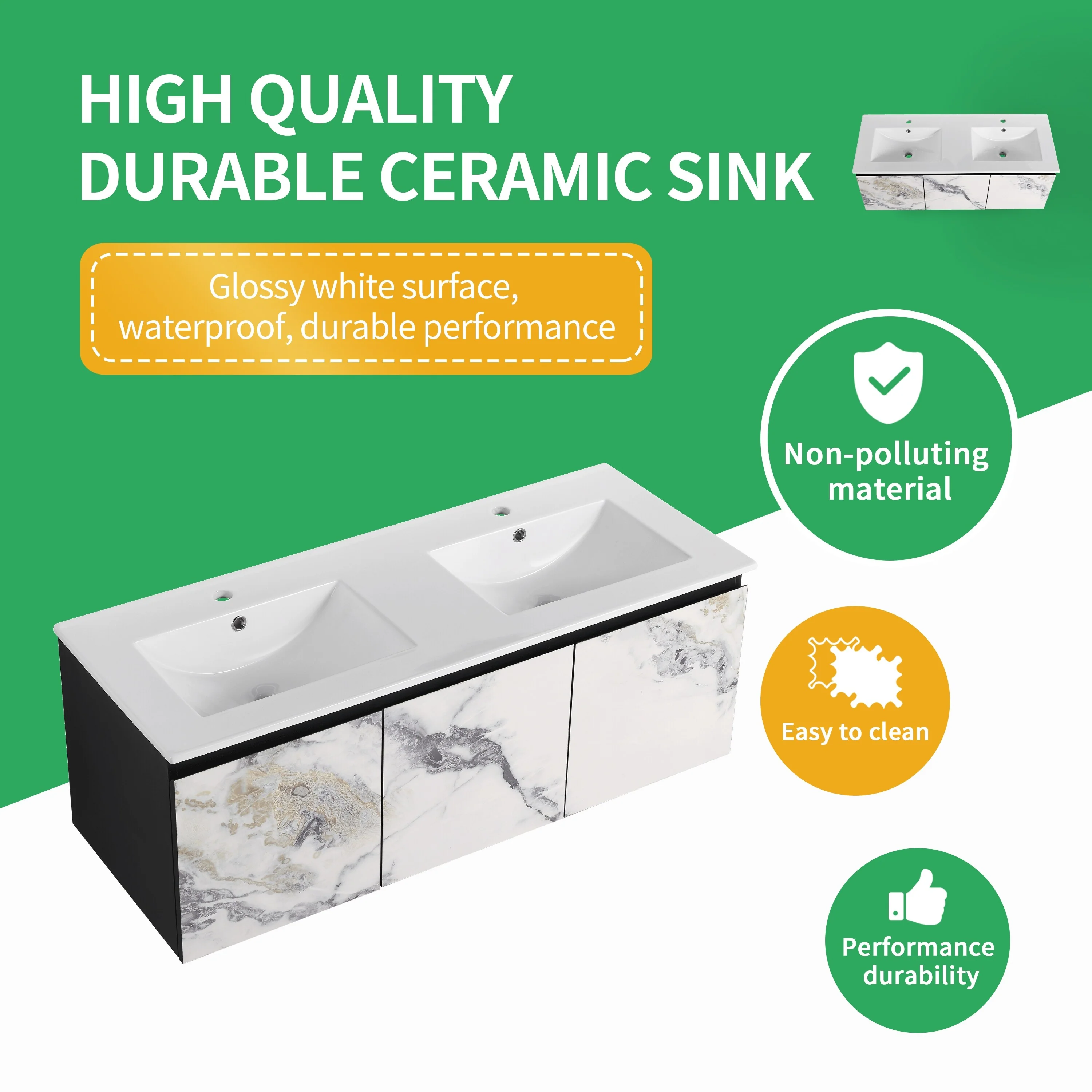 BNK 24/30/48 Inch Double Sink Bathroom Vanity with Soft Close Door