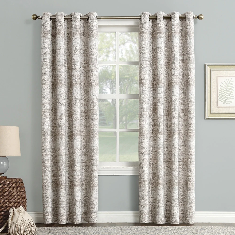 Sun Zero Darren Distressed Global Blackout Lined Grommet Curtain Panel, Single Panel