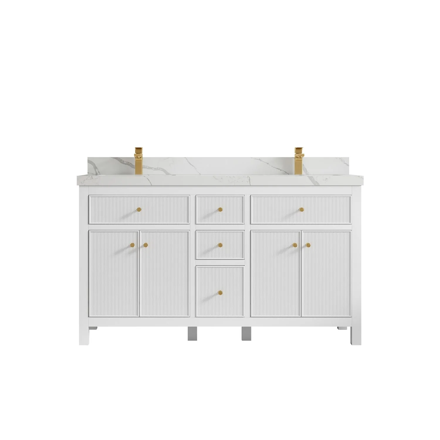 Willow Collections 60 in. W x 22 in D. Sonoma Free Standing Reeded Double Sink Bathroom Vanity with Countertop