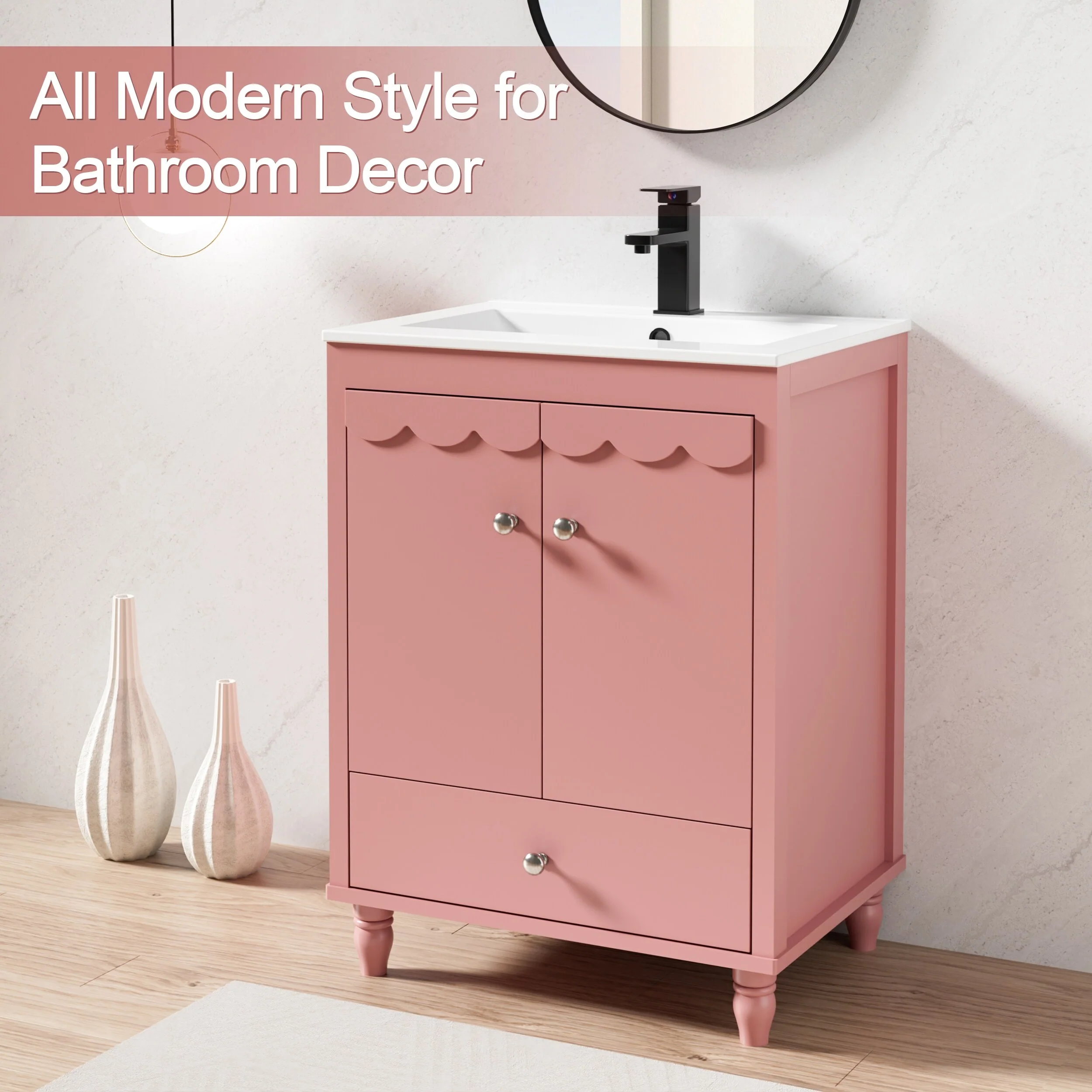 Lace Trim Freestanding Bathroom Vanity Set - Perfect for Bathrooms